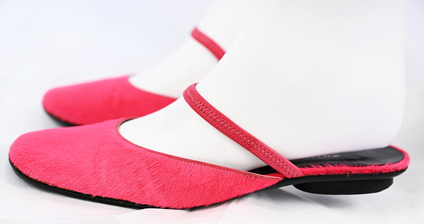 Martine Sitbon Red Calf Hair Slippers