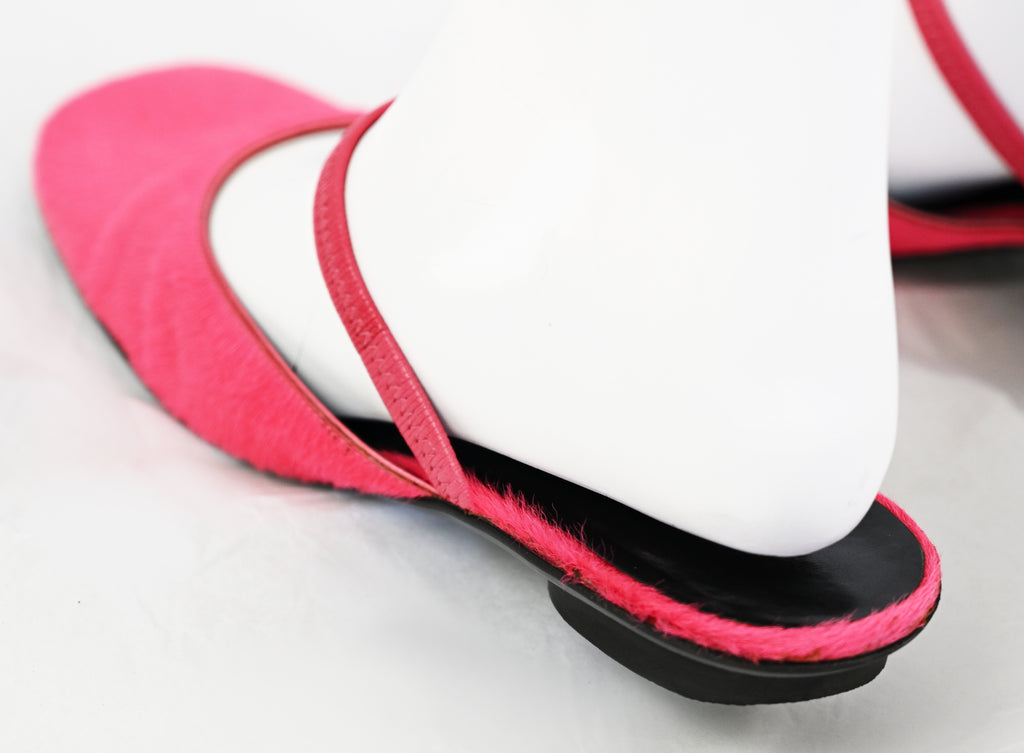 Martine Sitbon Red Calf Hair Slippers