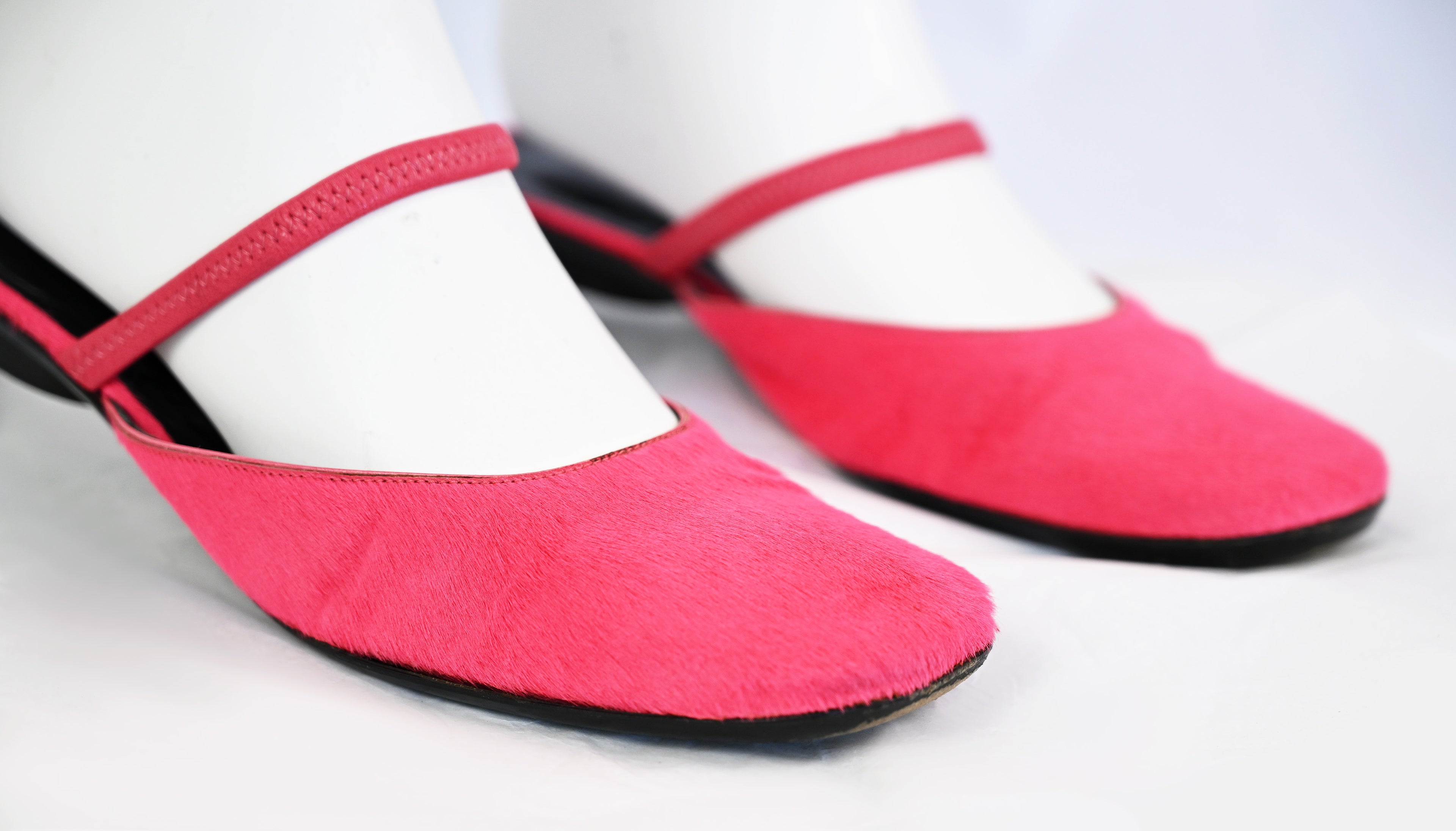 Martine Sitbon Red Calf Hair Slippers