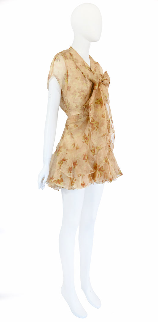 Olivier Theyskens Sheer Floral Skirt Set