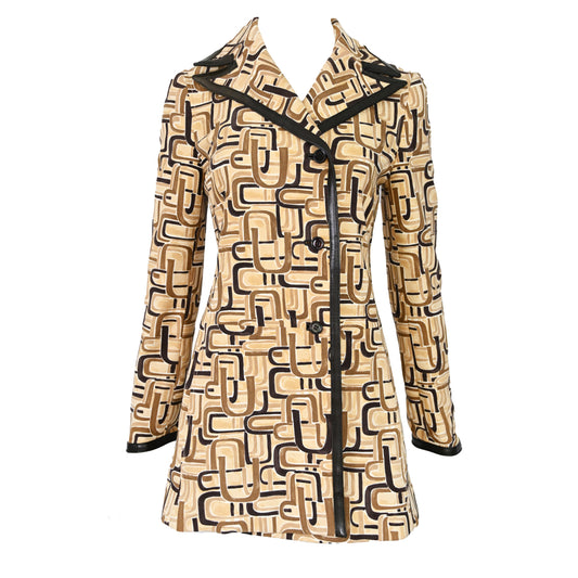 Prada FW 1996 Printed Leather Trim Coat