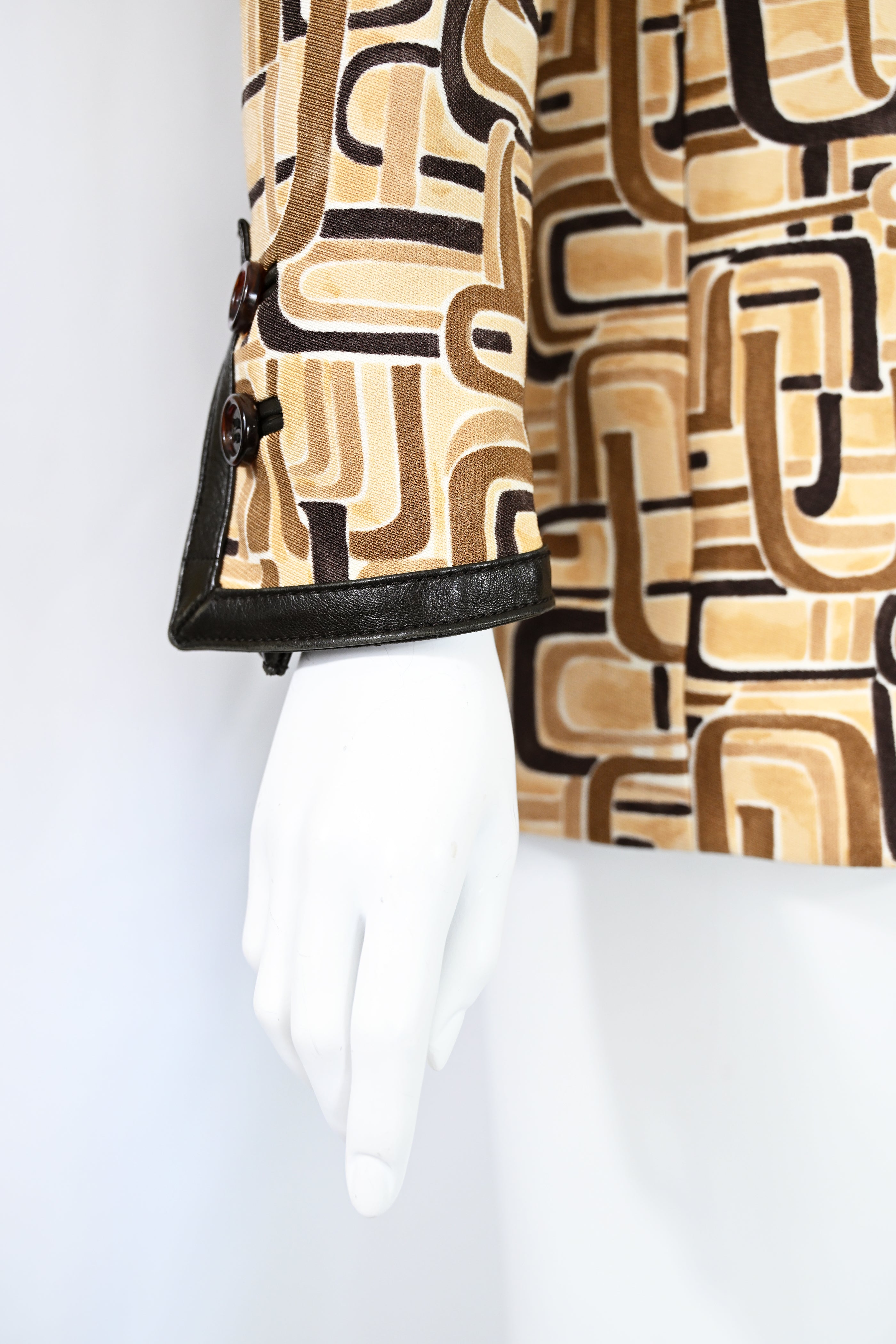 Prada FW 1996 Printed Leather Trim Coat