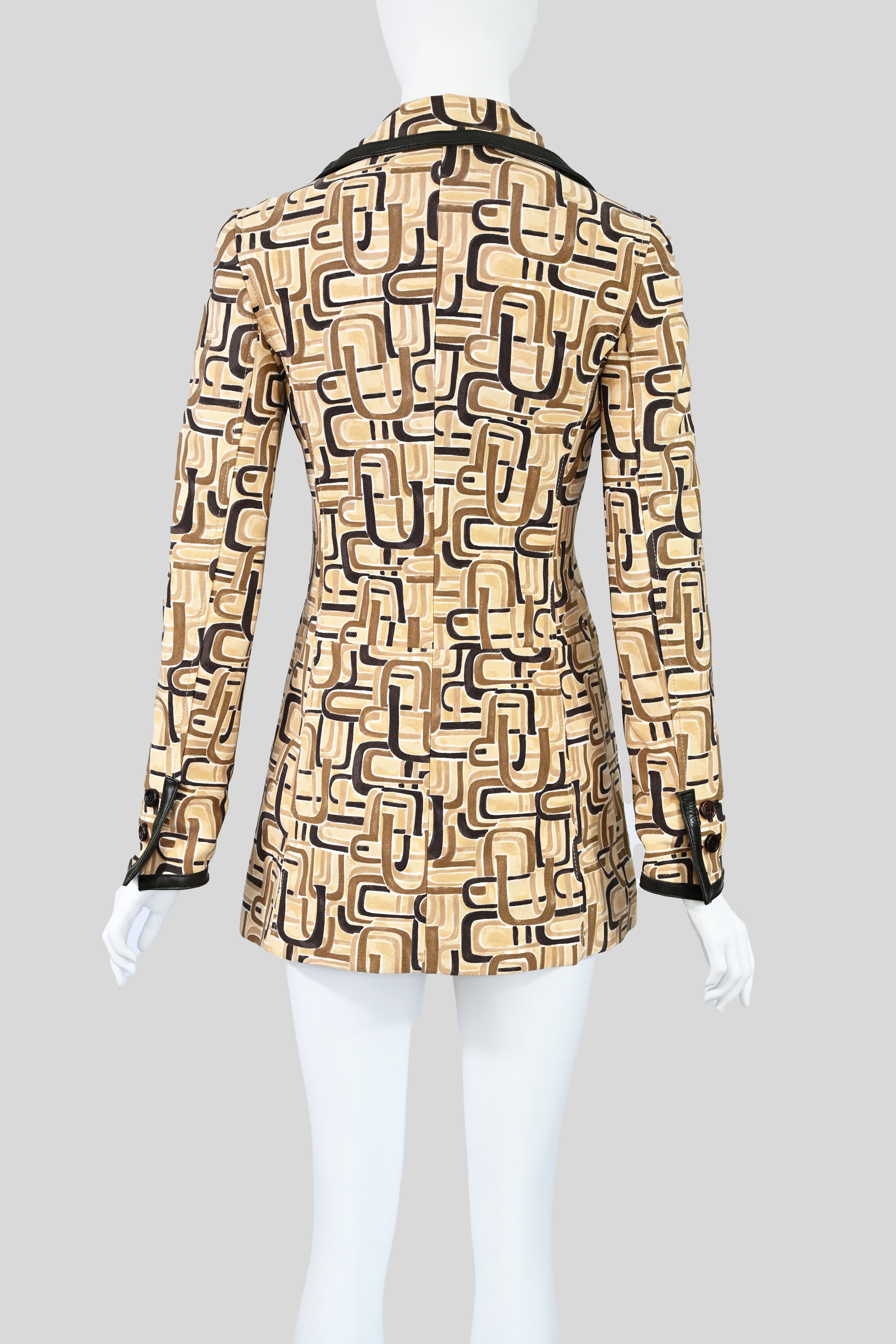 Prada FW 1996 Printed Leather Trim Coat