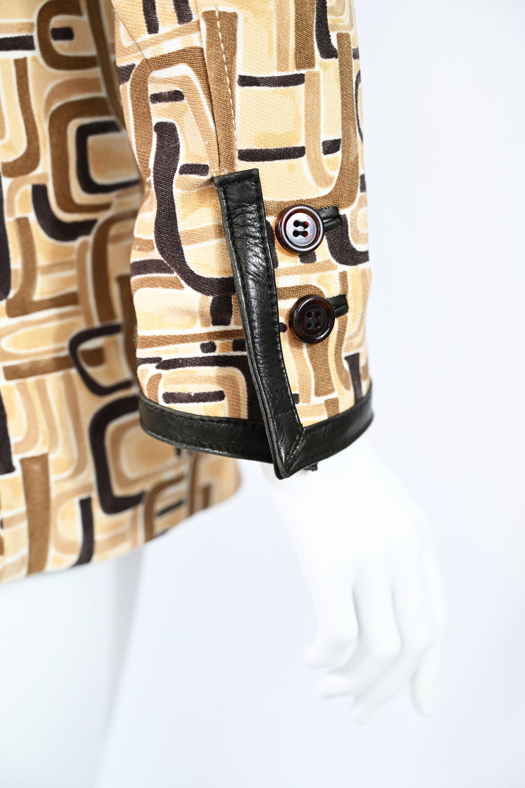 Prada FW 1996 Printed Leather Trim Coat