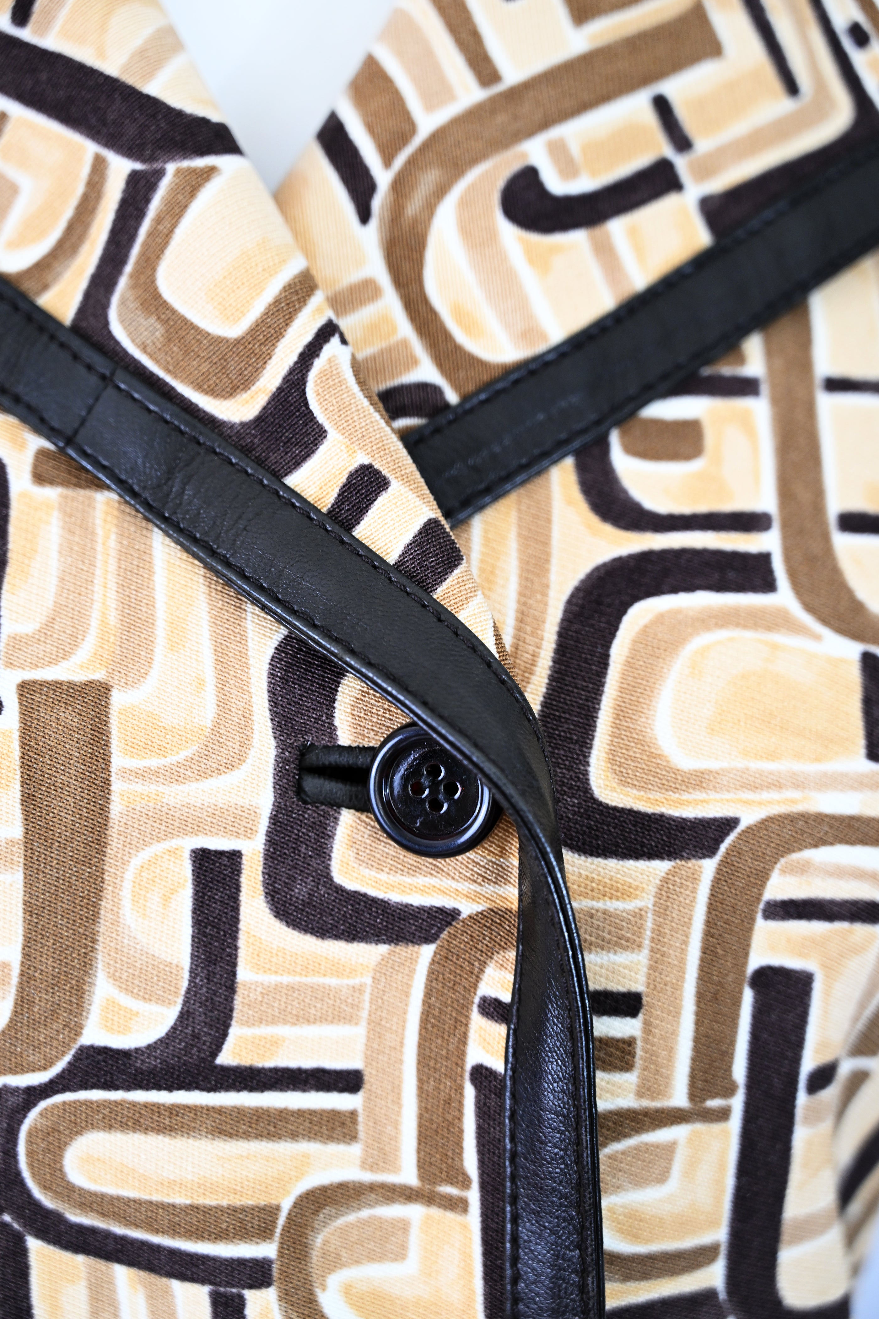 Prada FW 1996 Printed Leather Trim Coat