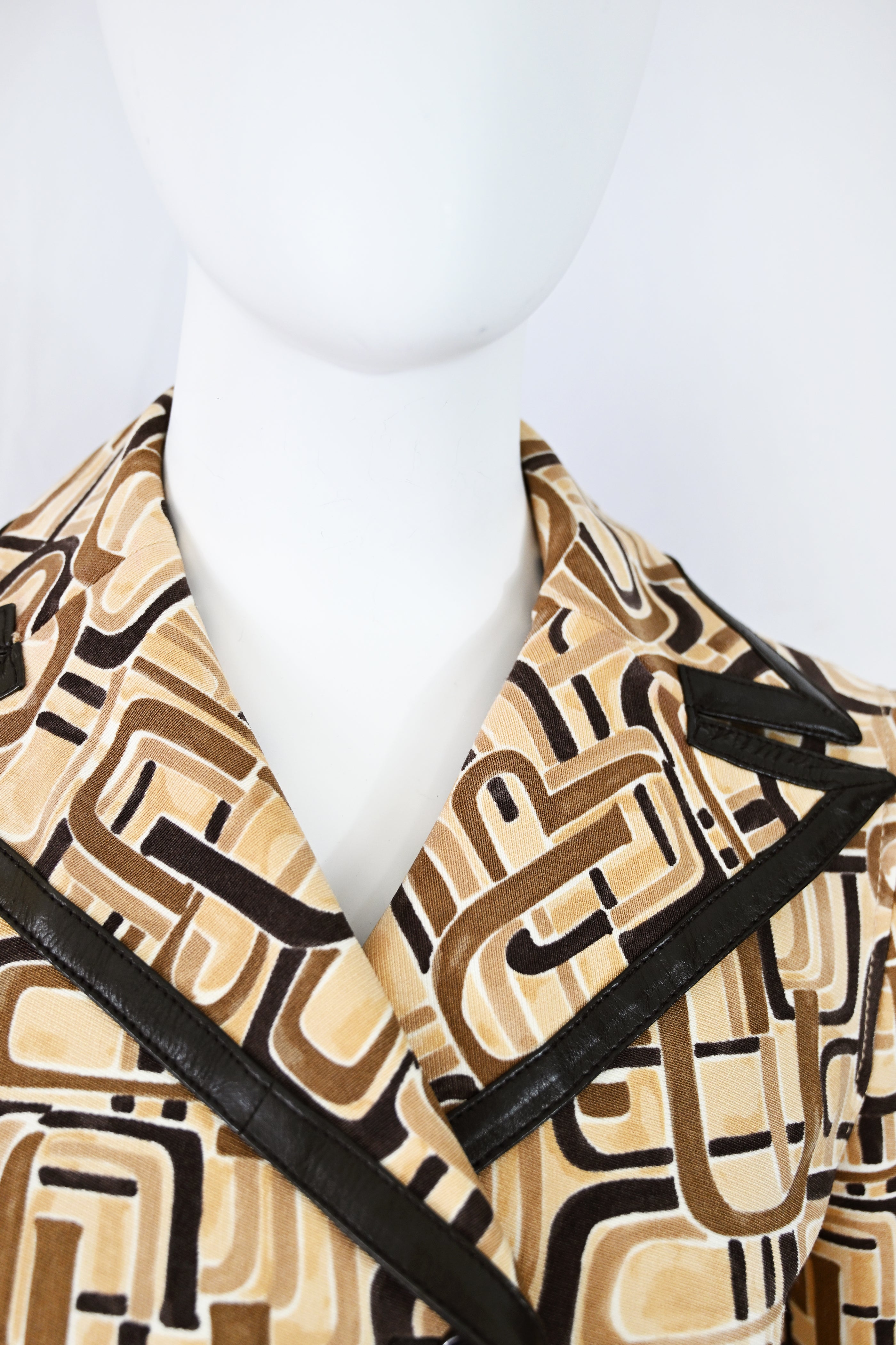 Prada FW 1996 Printed Leather Trim Coat