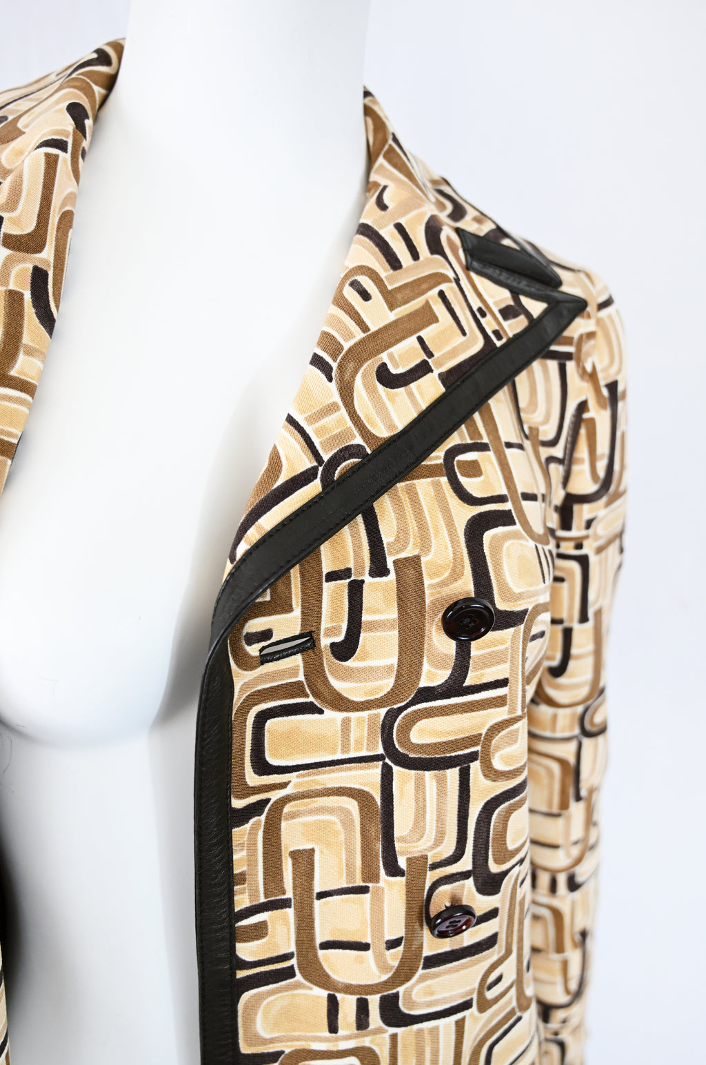 Prada FW 1996 Printed Leather Trim Coat