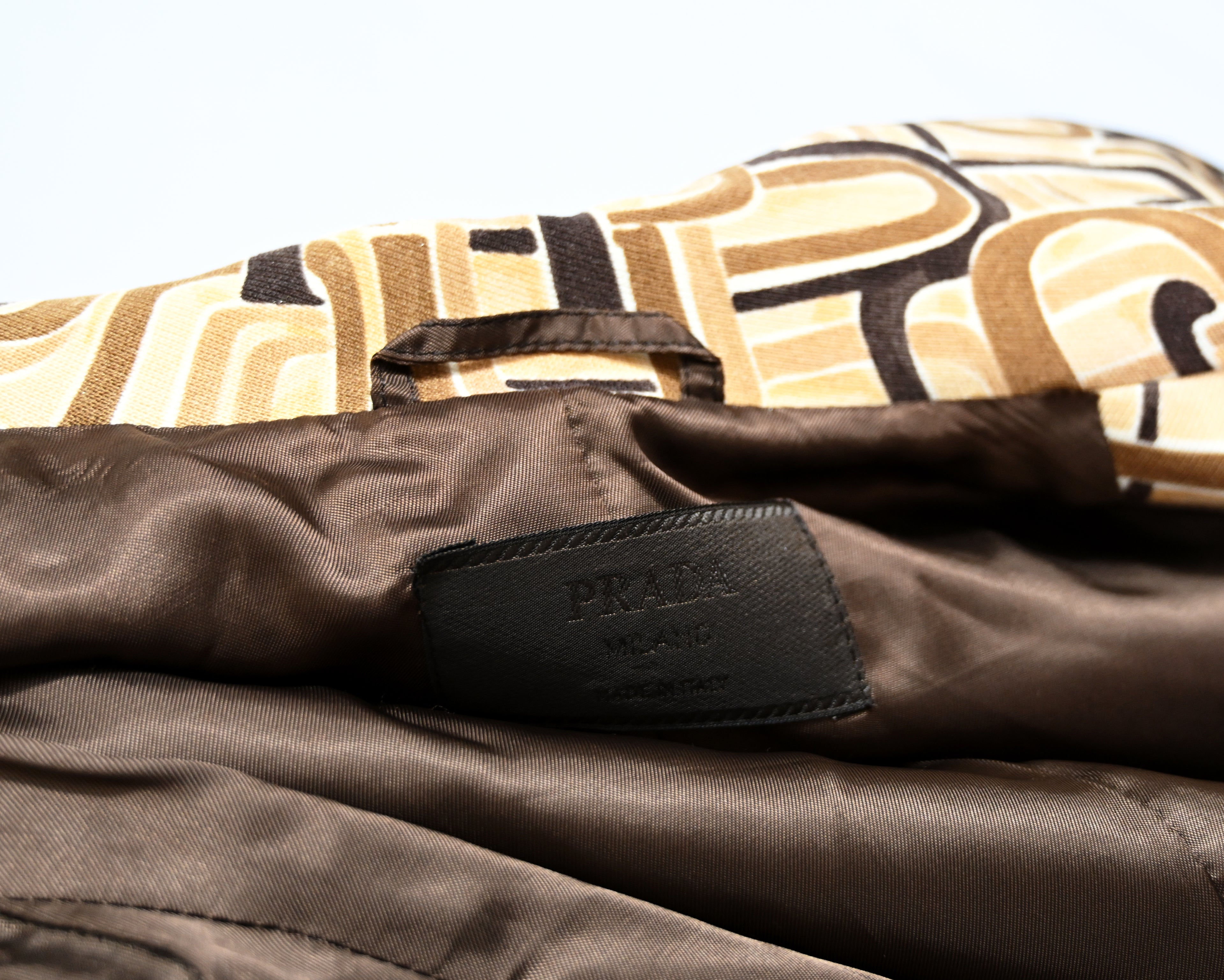 Prada FW 1996 Printed Leather Trim Coat