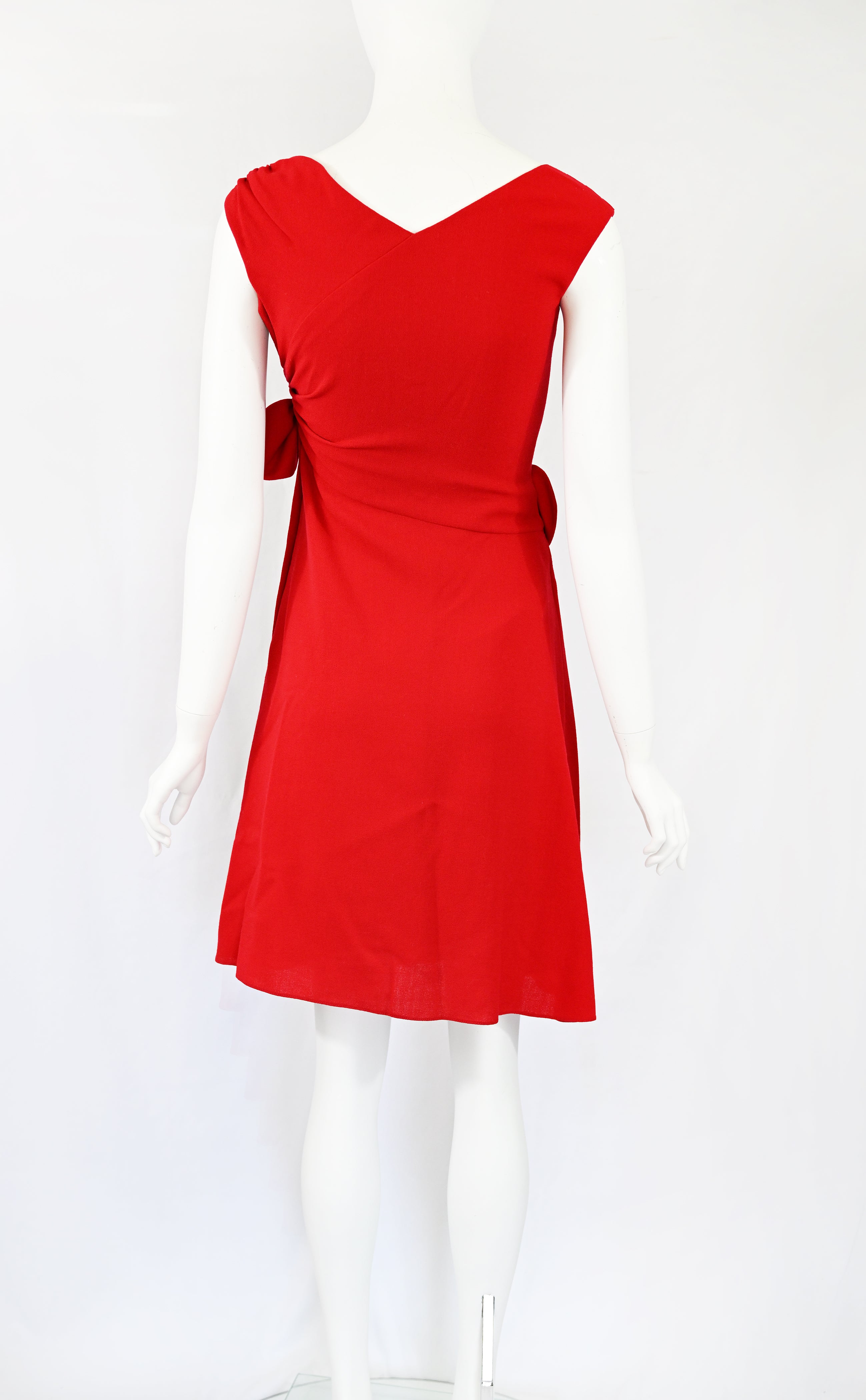 Valentino Pleat Wool Dress with Bows