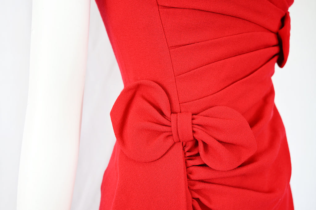 Valentino Pleat Wool Dress with Bows