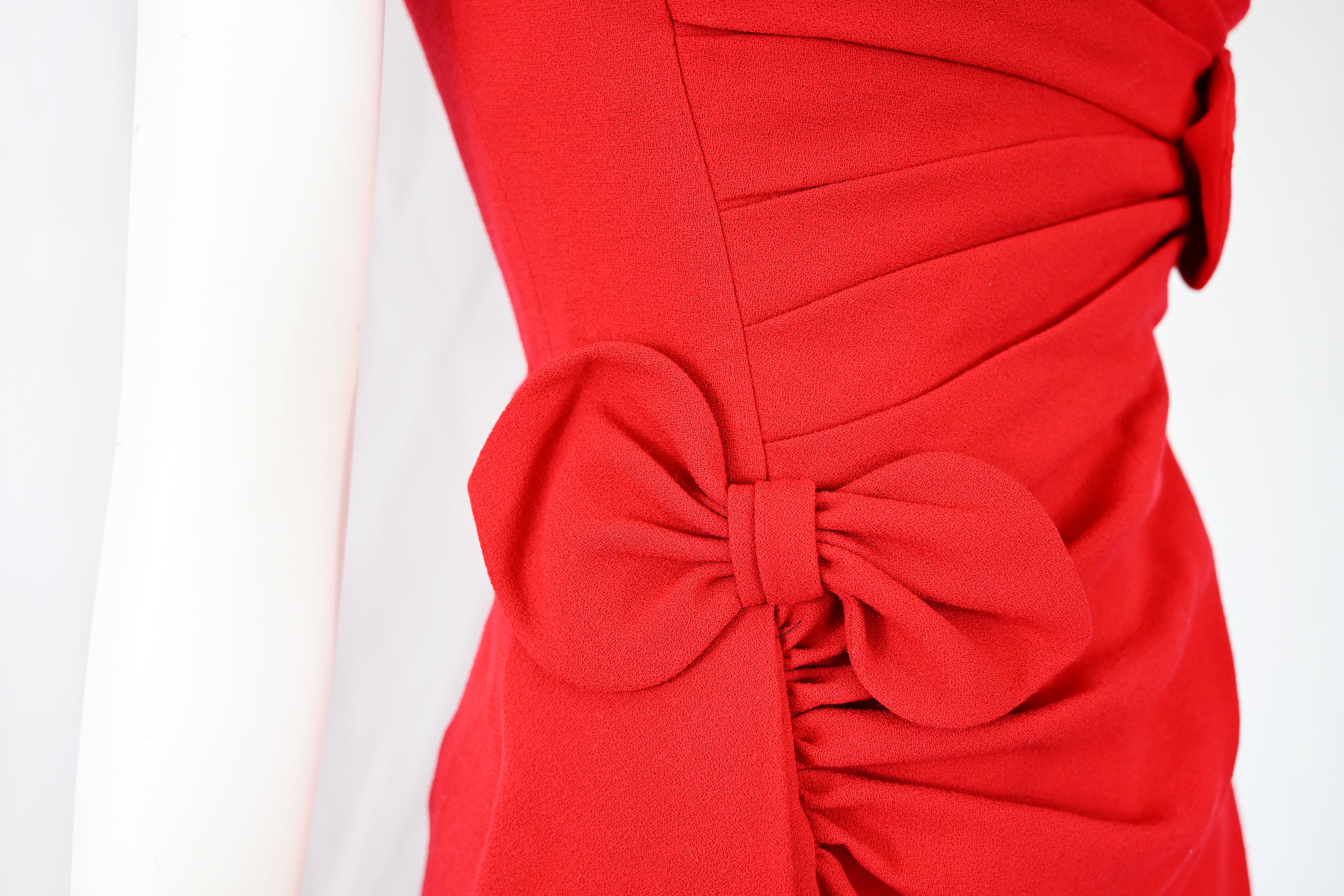 Valentino Pleat Wool Dress with Bows