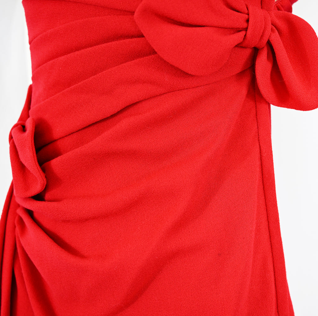 Valentino Pleat Wool Dress with Bows