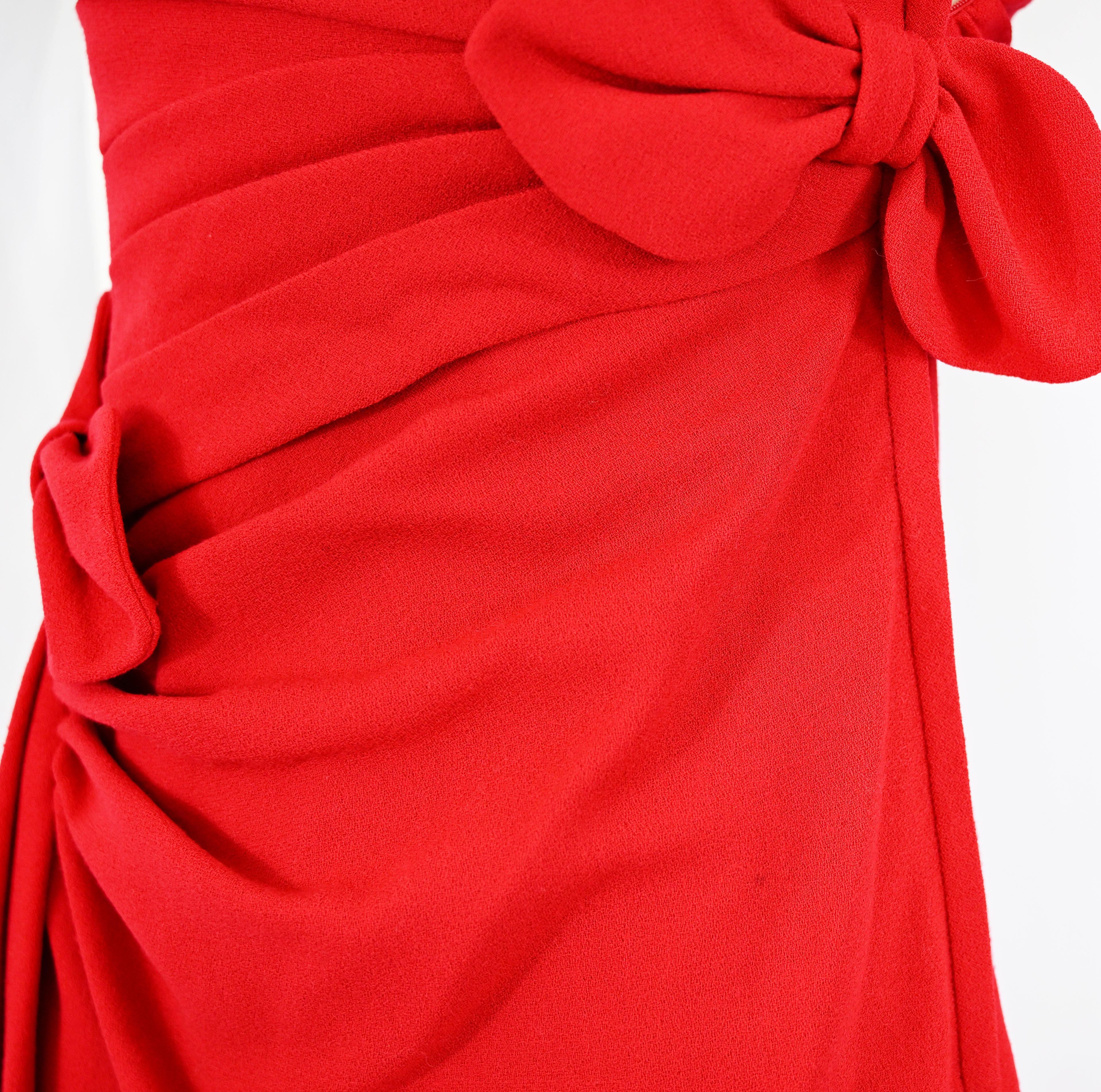 Valentino Pleat Wool Dress with Bows