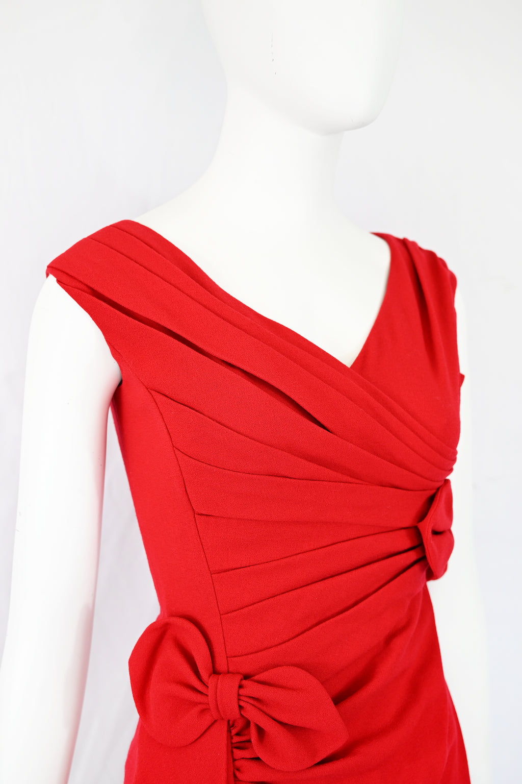 Valentino Pleat Wool Dress with Bows