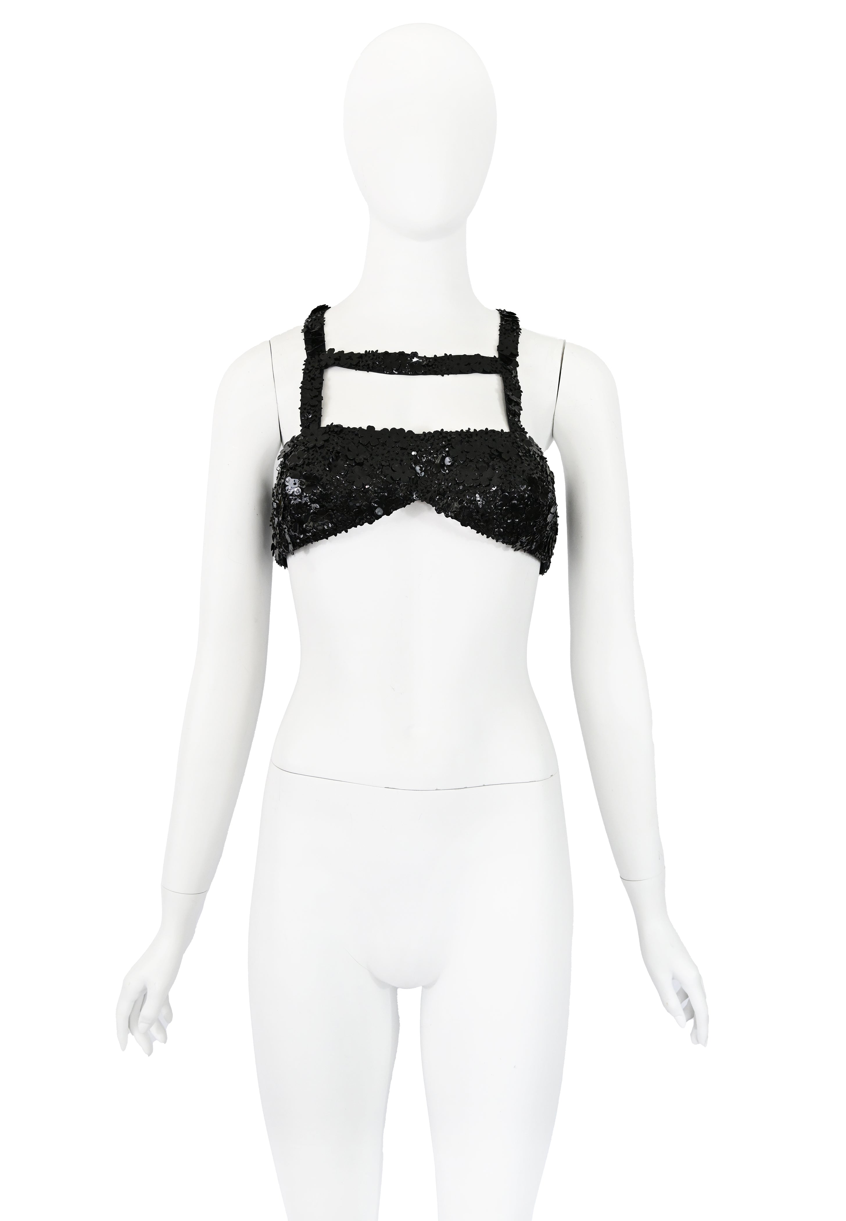 Prada FW 1992 Flower Paillette Embellished Harness Bra