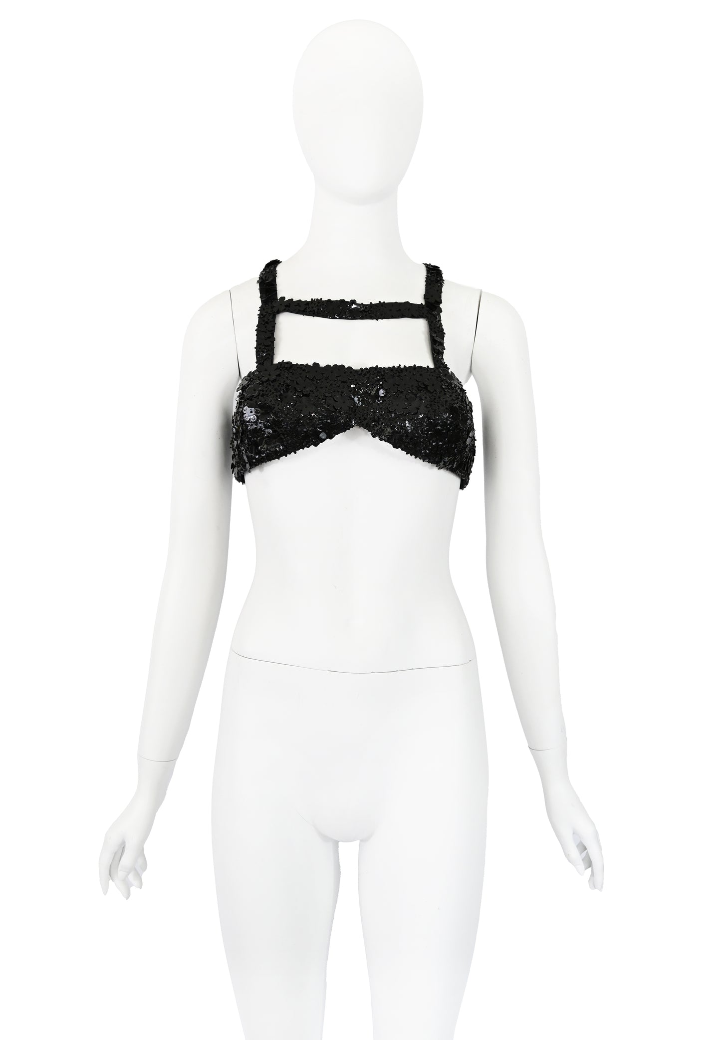 Prada FW 1992 Flower Paillette Embellished Harness Bra