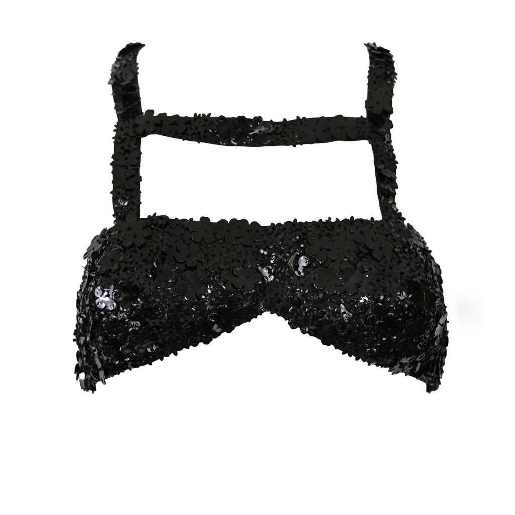 Prada FW 1992 Flower Paillette Embellished Harness Bra
