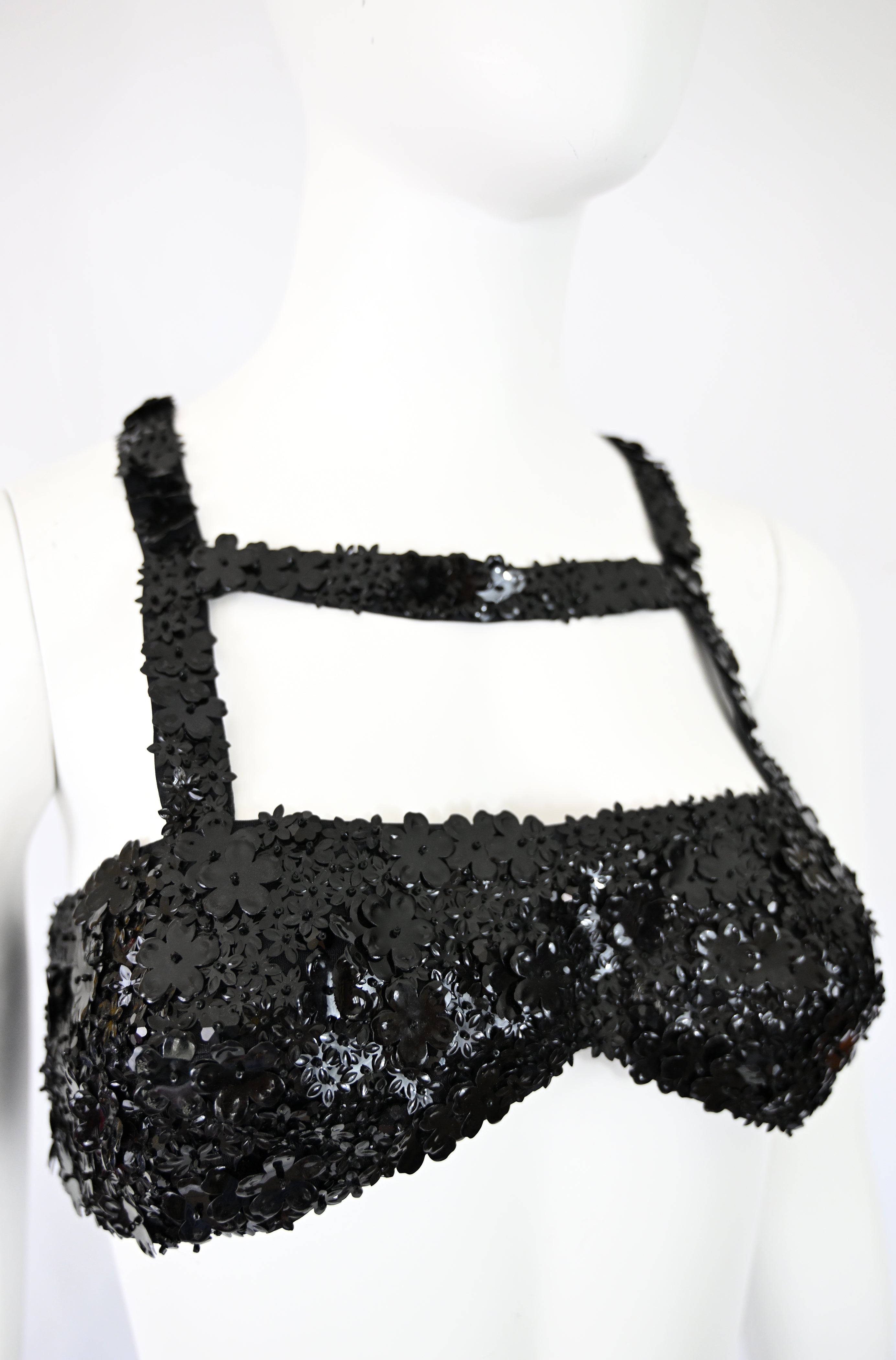 Prada FW 1992 Flower Paillette Embellished Harness Bra