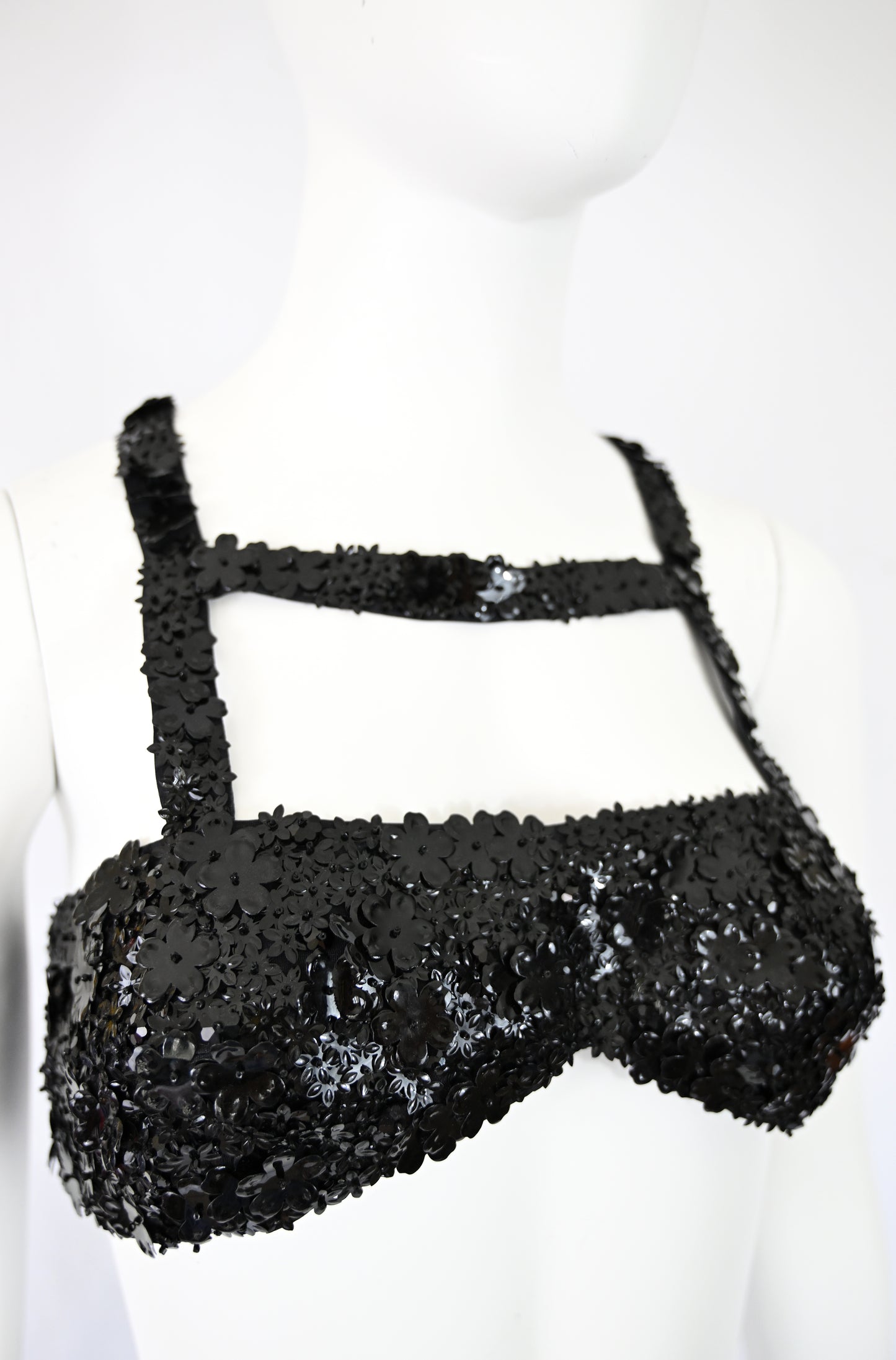 Prada FW 1992 Flower Paillette Embellished Harness Bra