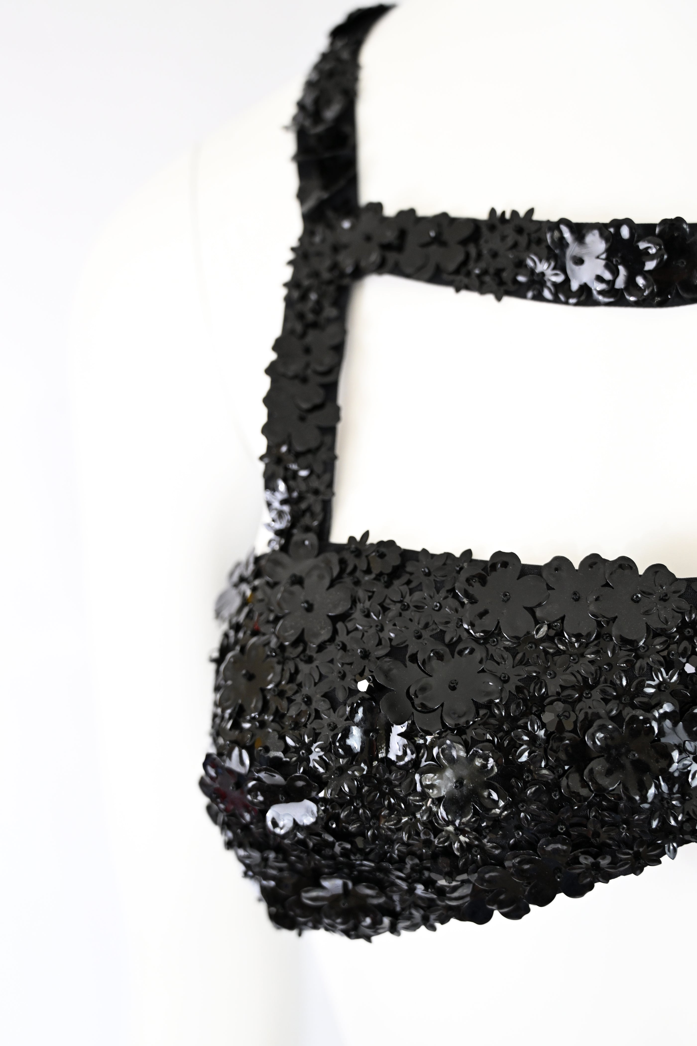 Prada FW 1992 Flower Paillette Embellished Harness Bra