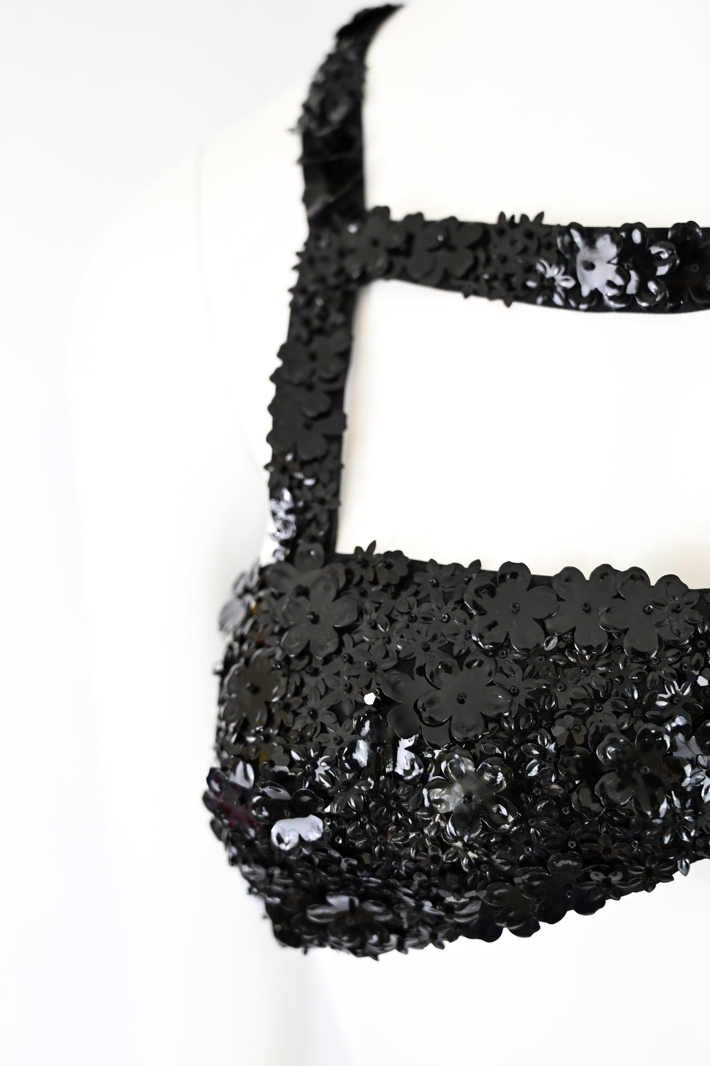 Prada FW 1992 Flower Paillette Embellished Harness Bra