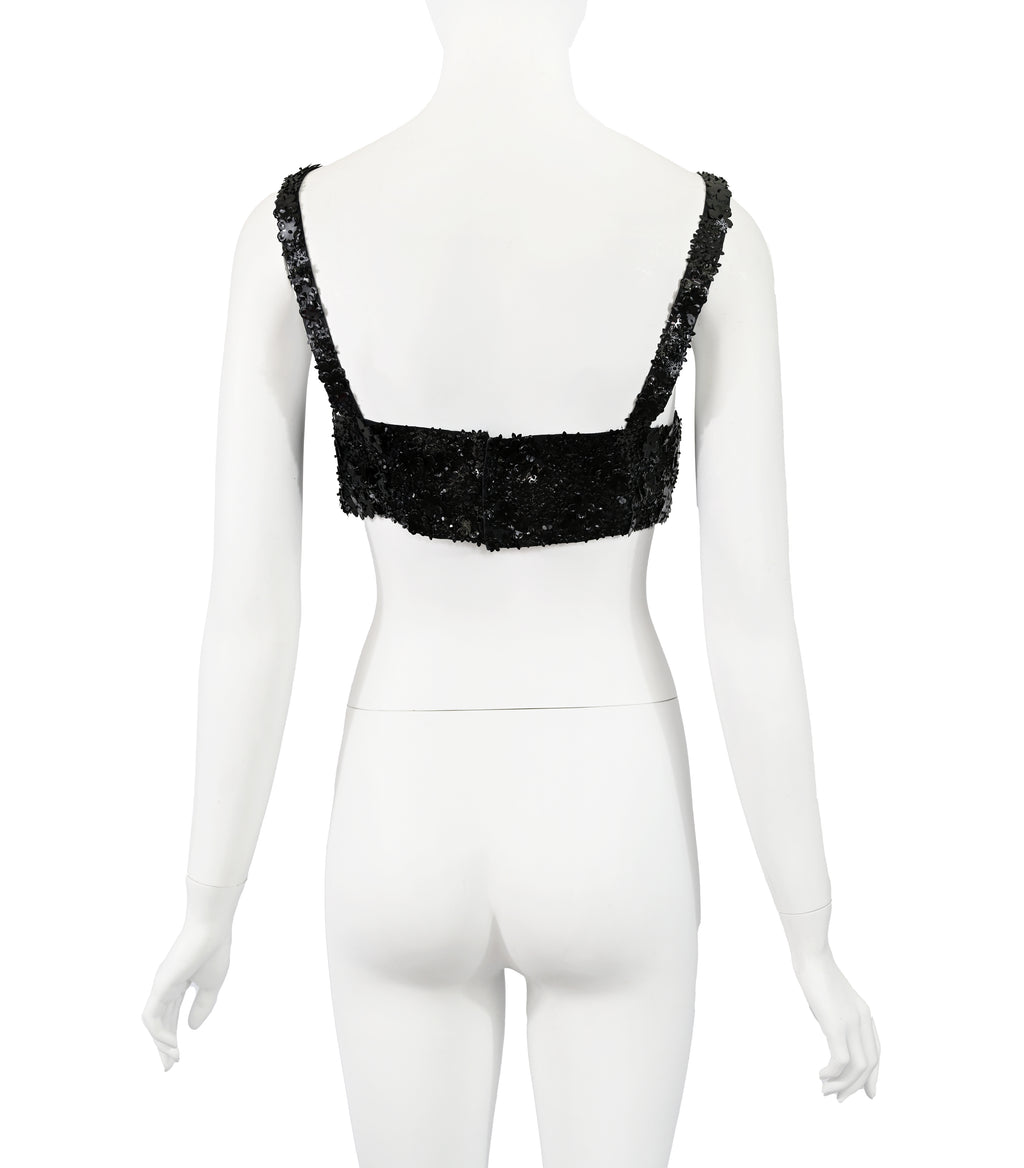 Prada FW 1992 Flower Paillette Embellished Harness Bra