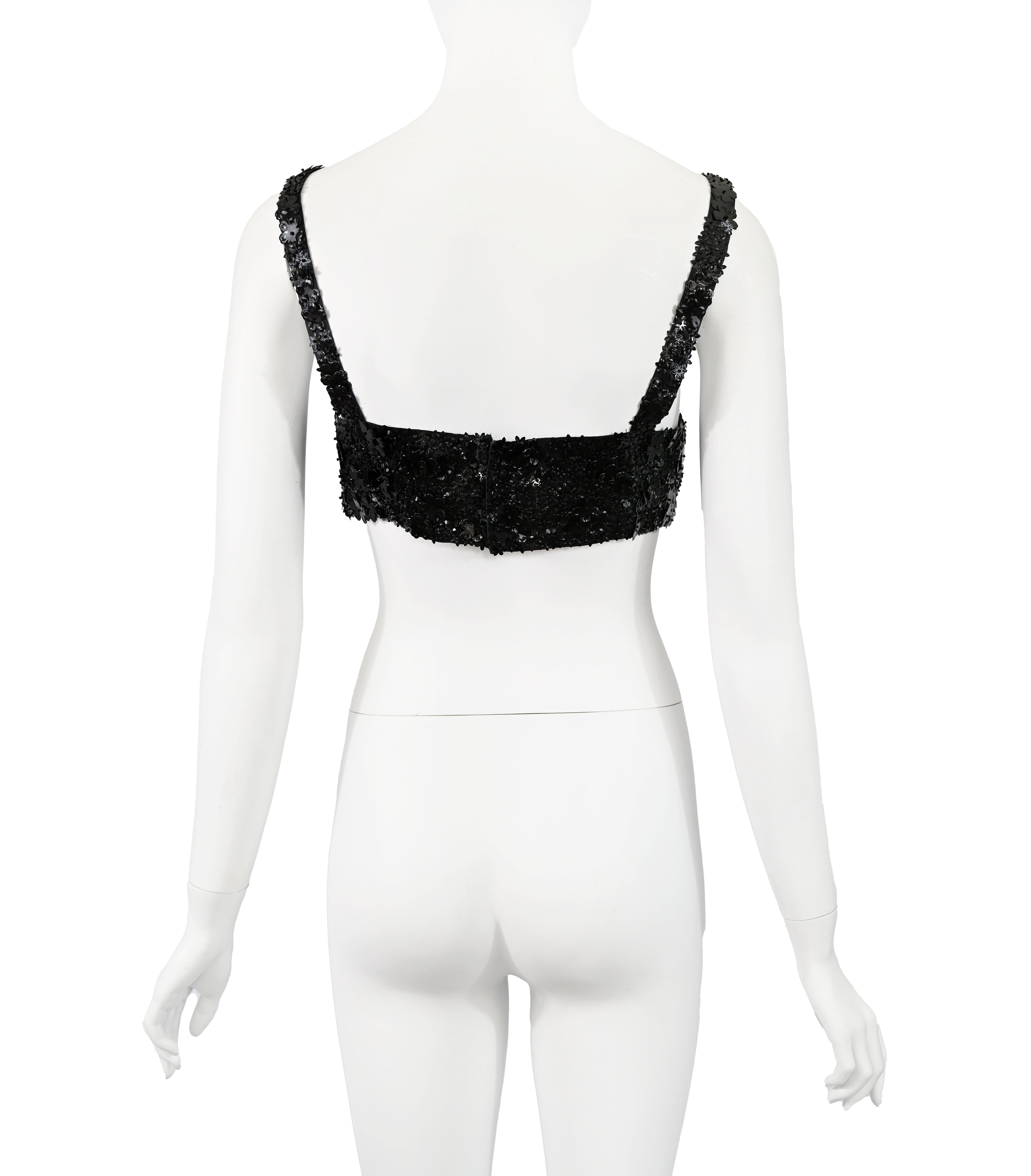 Prada FW 1992 Flower Paillette Embellished Harness Bra