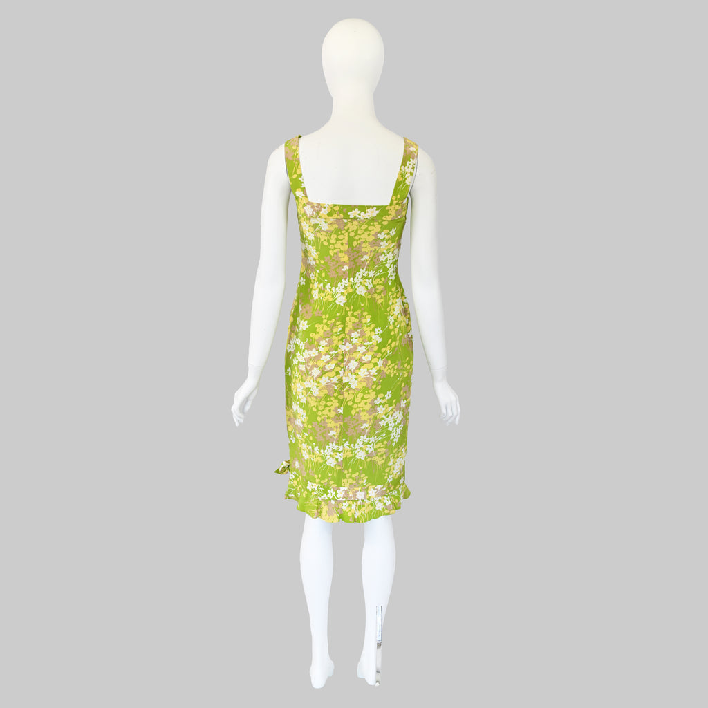 Valentino 2000s Green Floral Dress