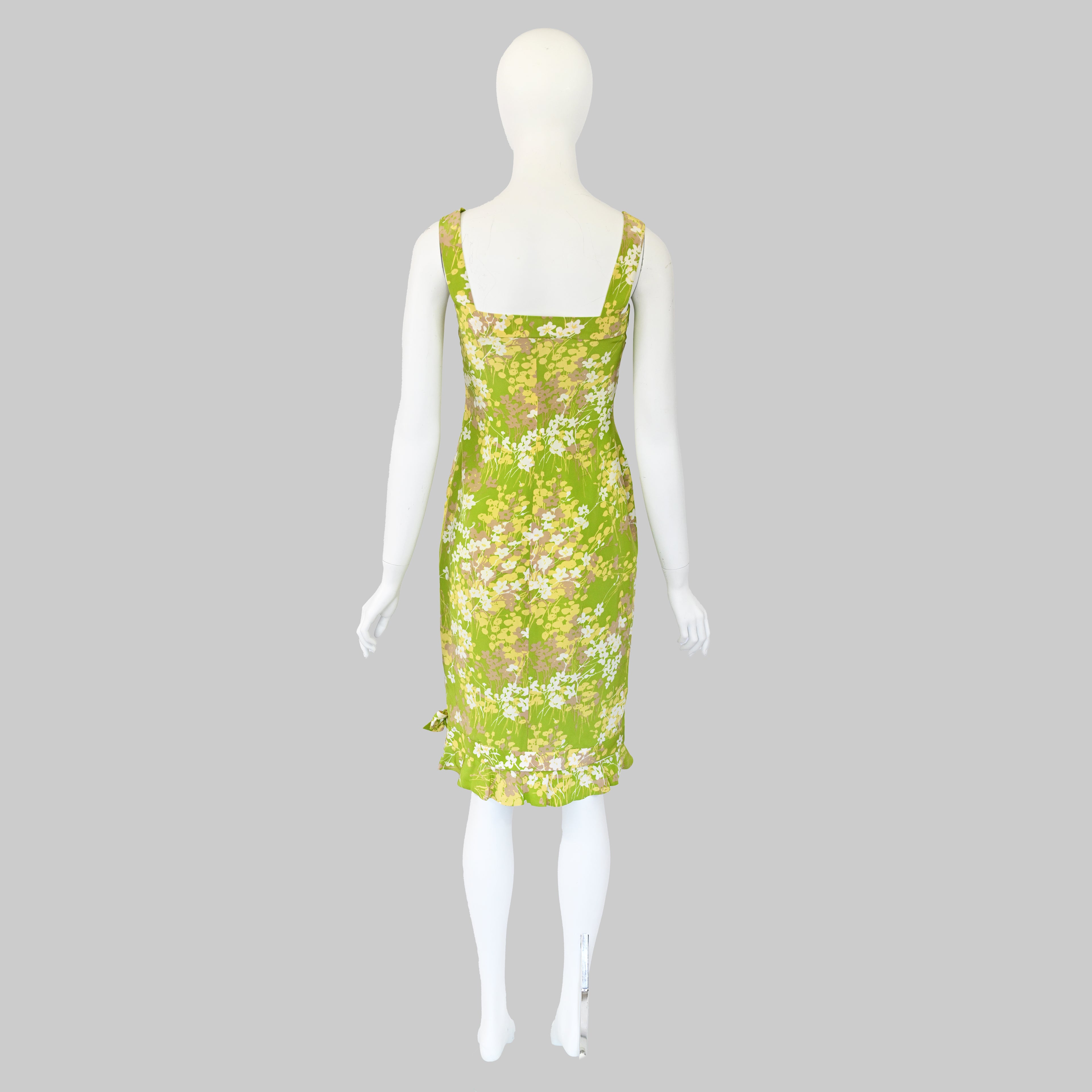 Valentino 2000s Green Floral Dress