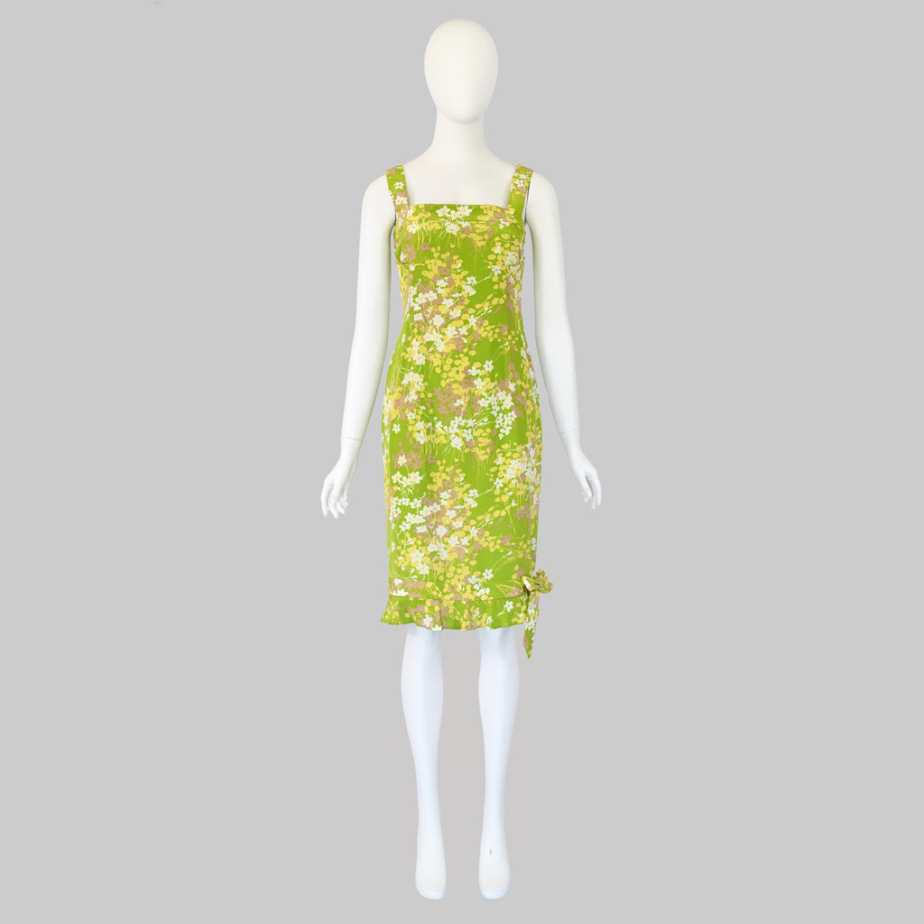 Valentino 2000s Green Floral Dress