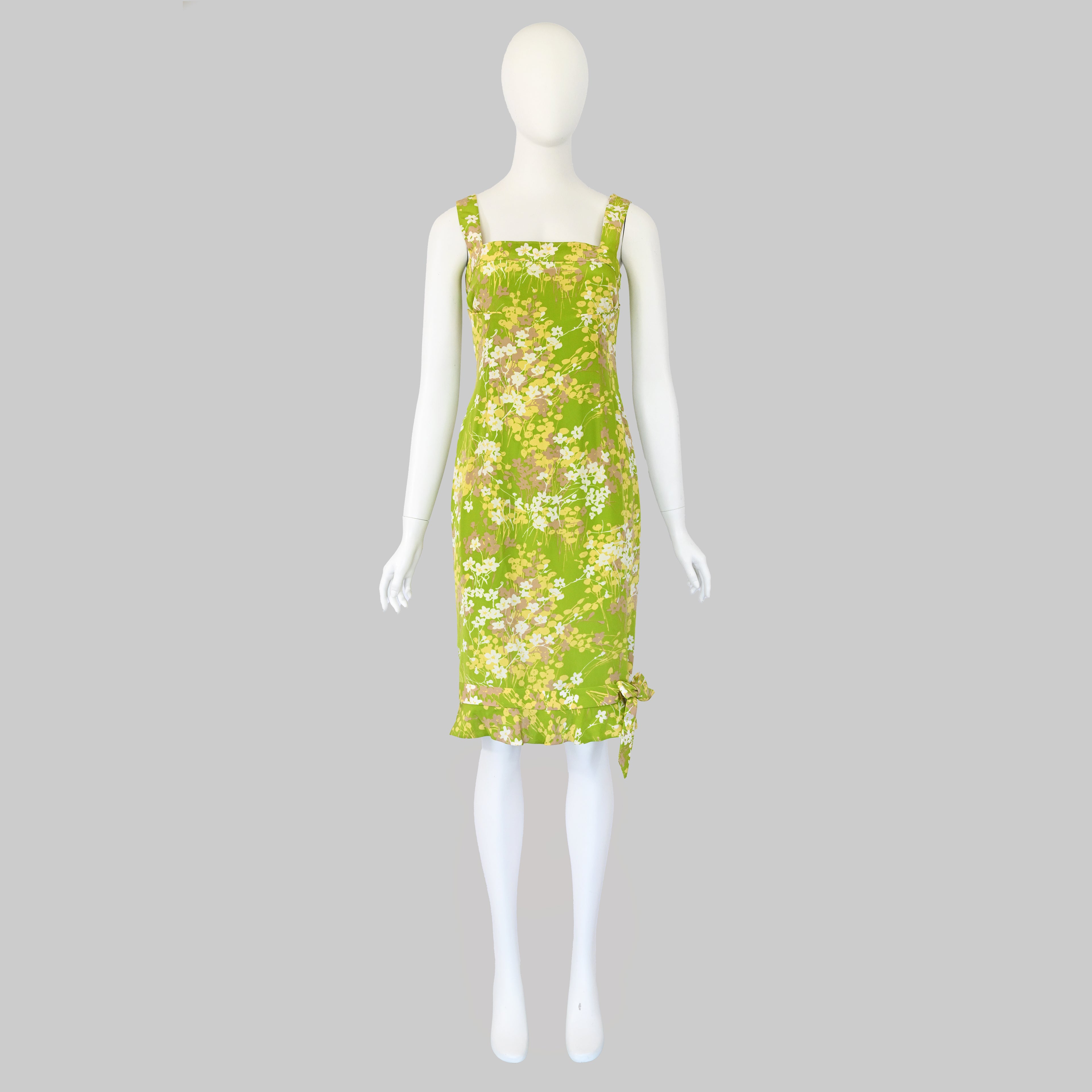 Valentino 2000s Green Floral Dress