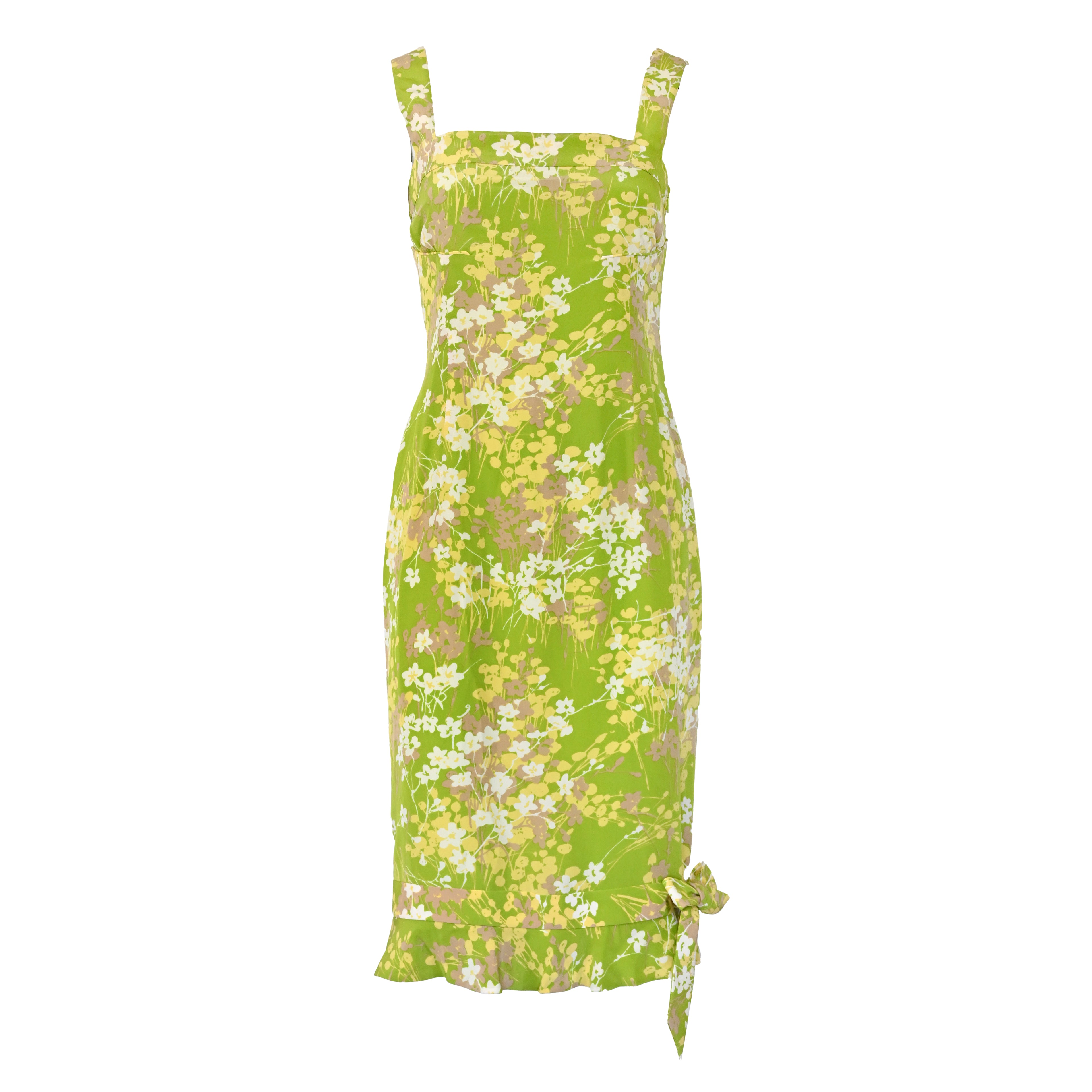 Valentino 2000s Green Floral Dress