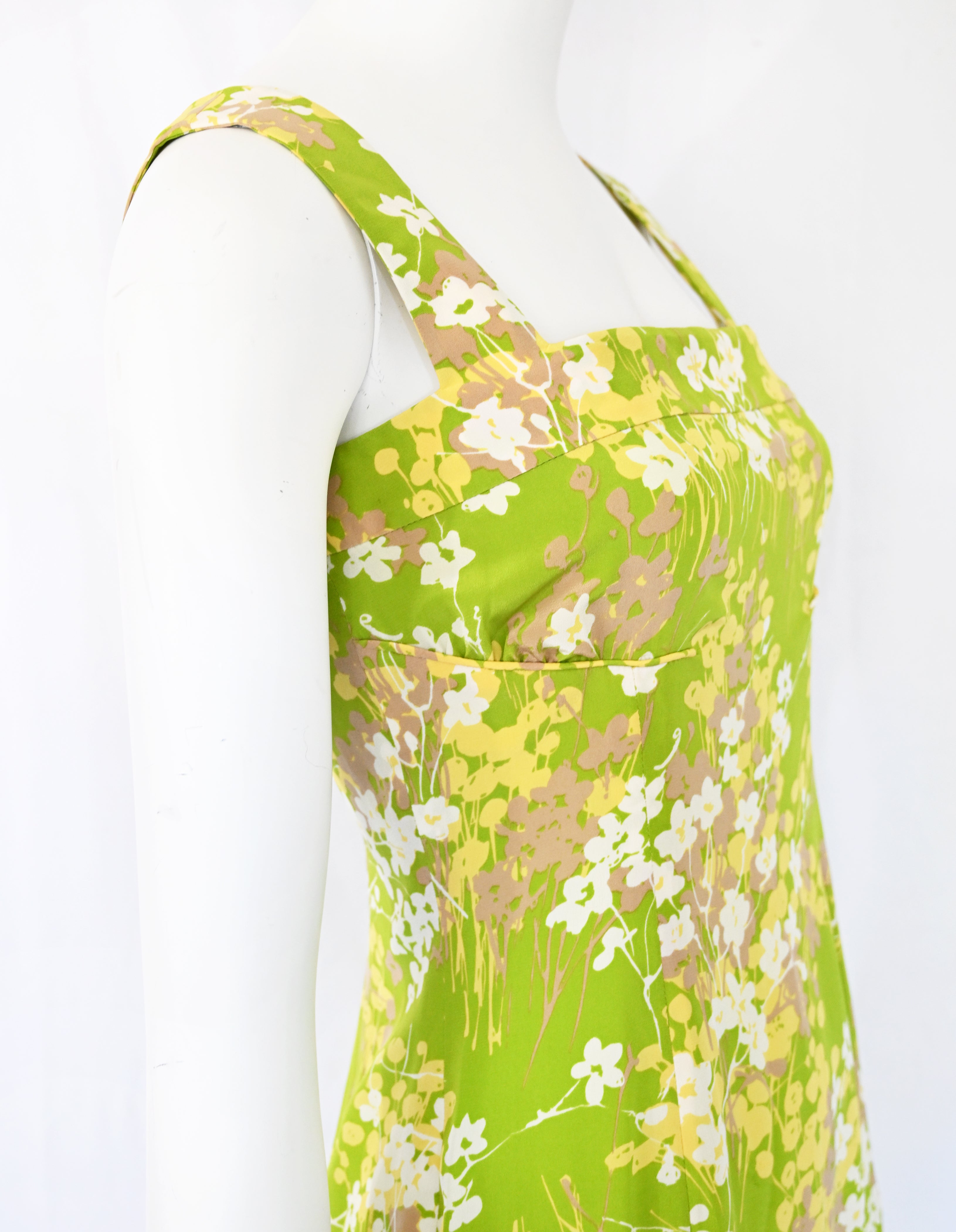 Valentino 2000s Green Floral Dress