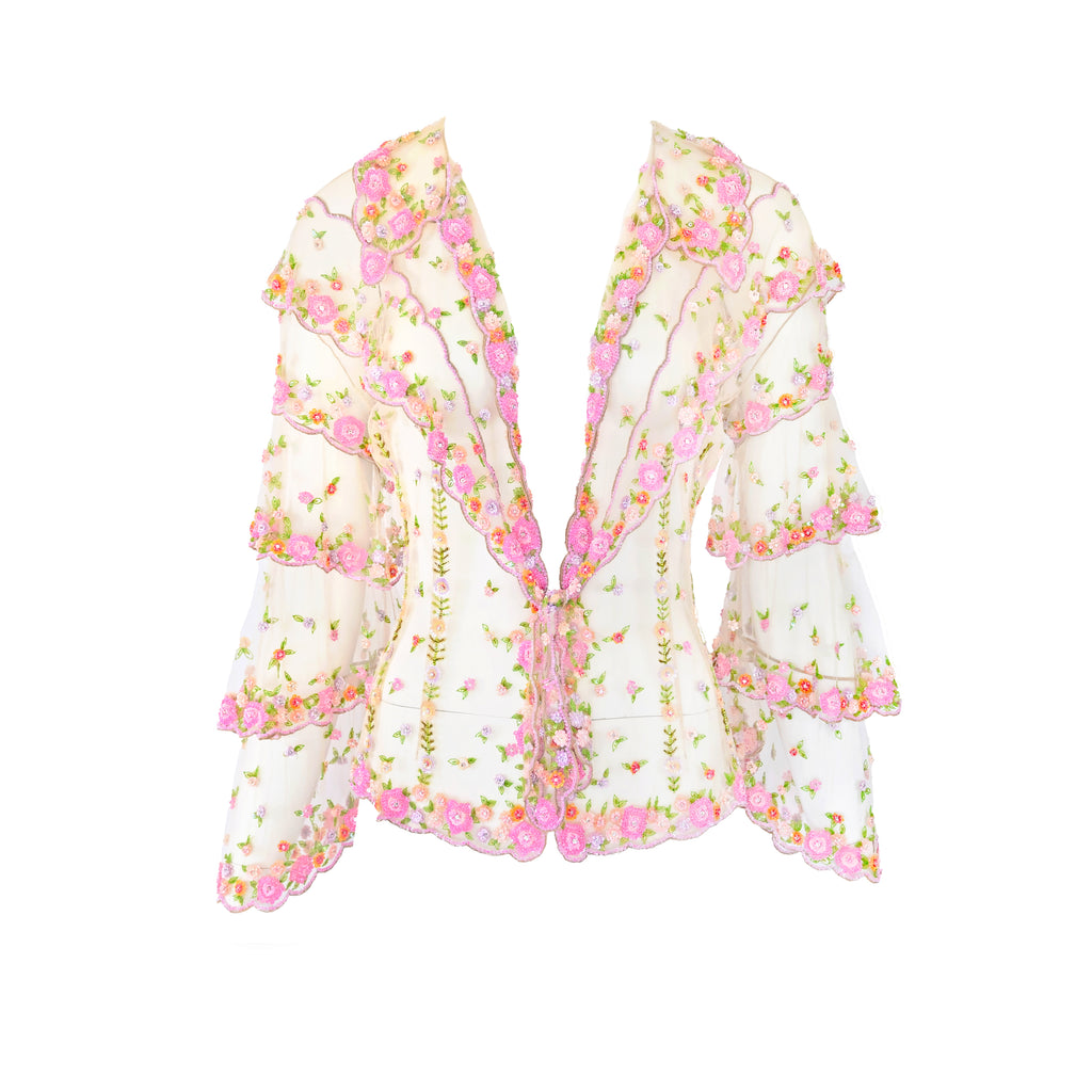 Valentinoo SS 2005 Embellished Tulle Blouse