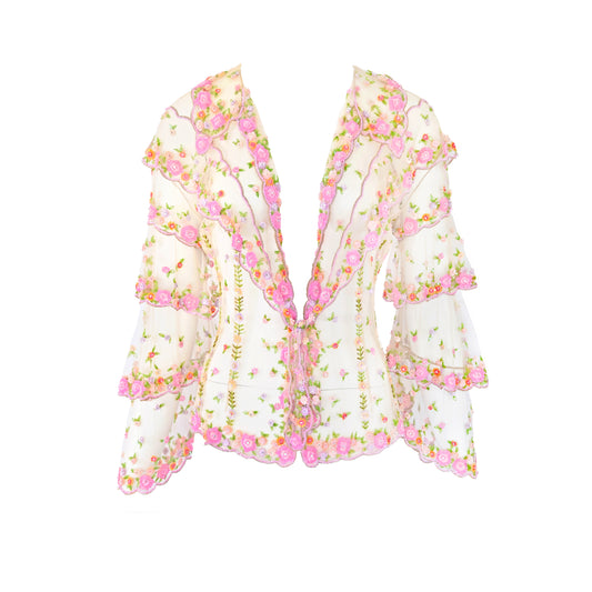 Valentinoo SS 2005 Embellished Tulle Blouse