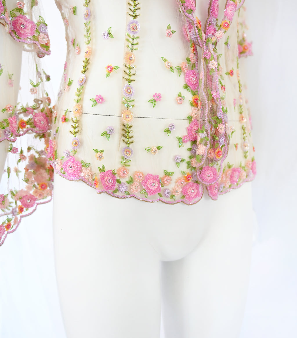 Valentinoo SS 2005 Embellished Tulle Blouse