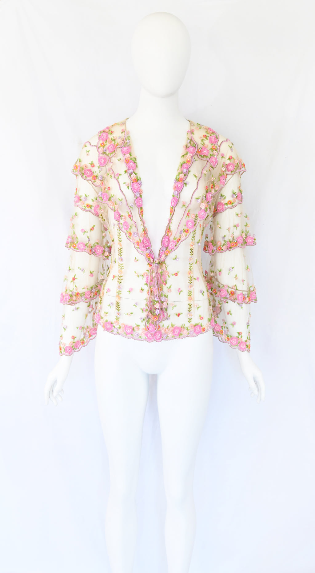 Valentinoo SS 2005 Embellished Tulle Blouse