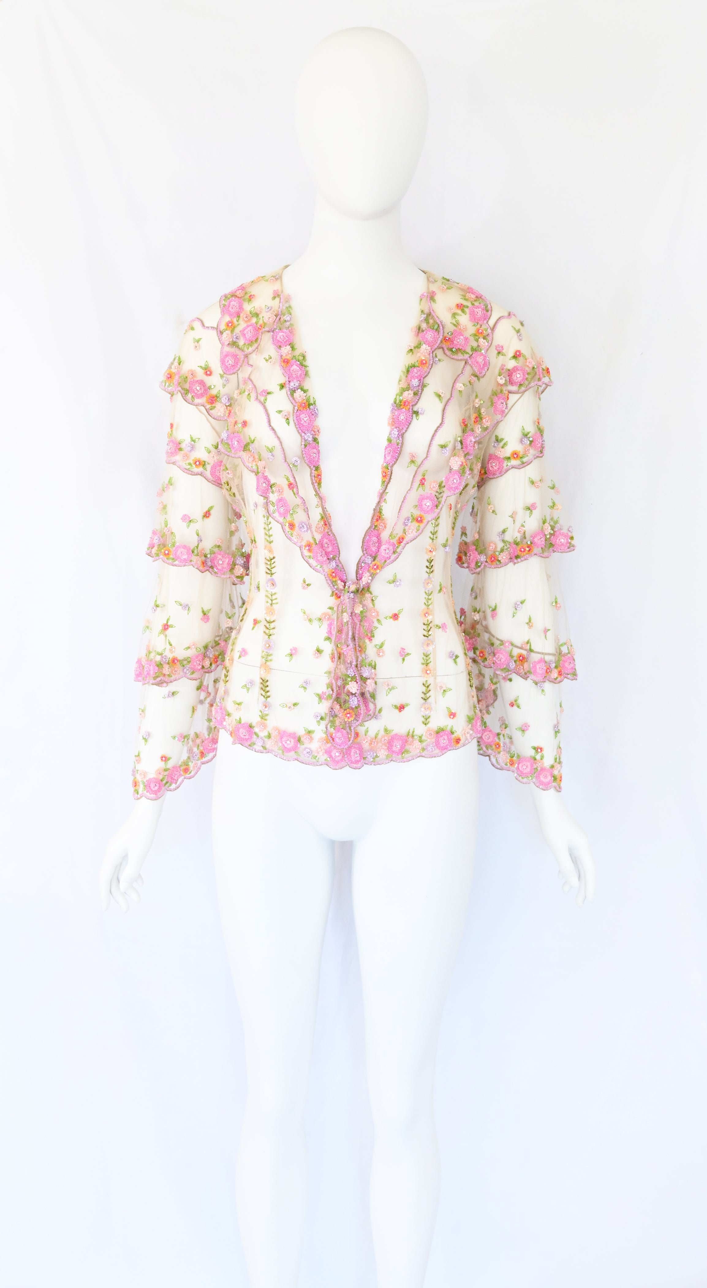 Valentinoo SS 2005 Embellished Tulle Blouse