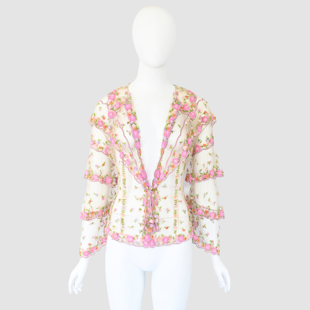 Valentinoo SS 2005 Embellished Tulle Blouse