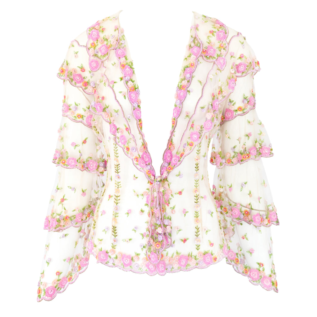 Valentinoo SS 2005 Embellished Tulle Blouse