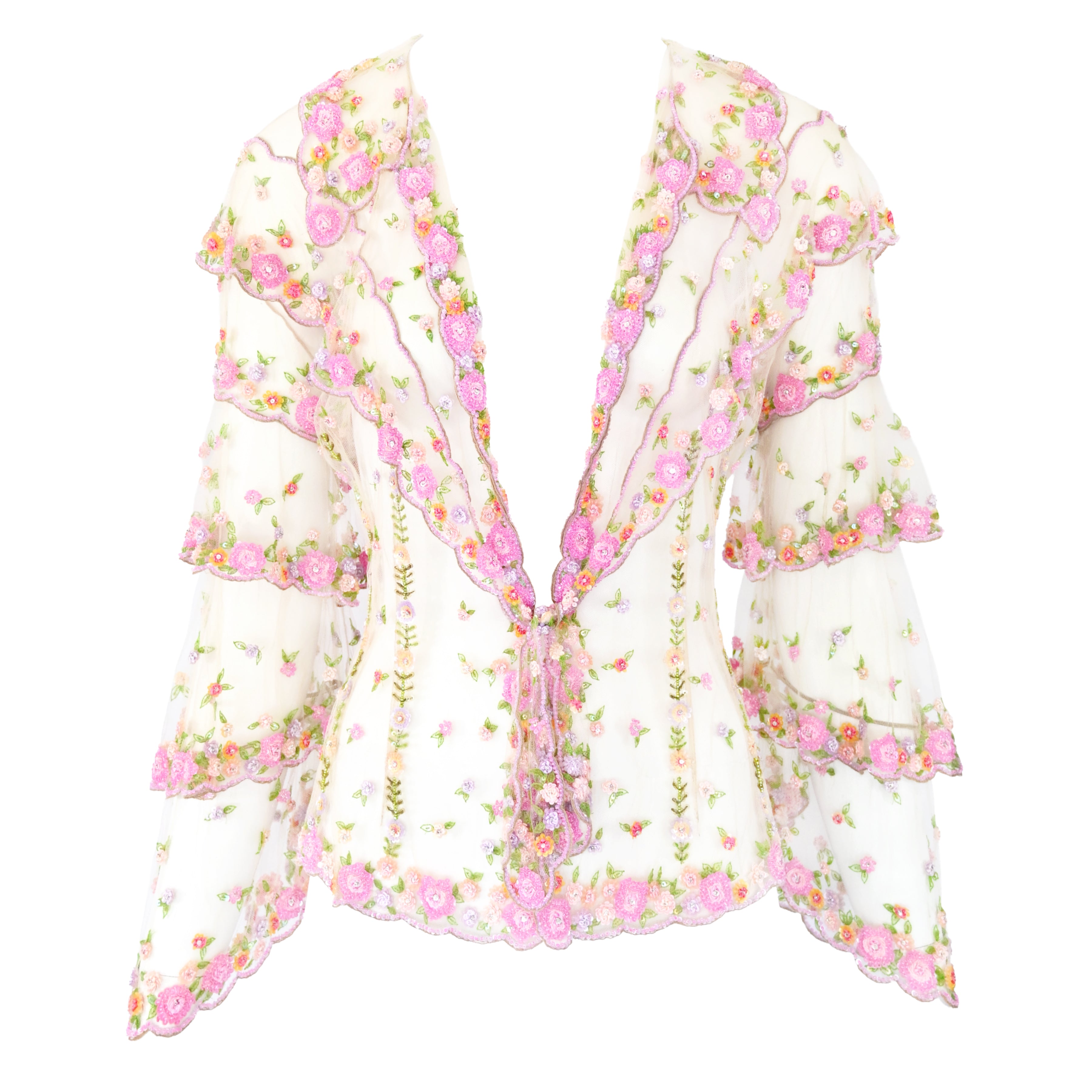 Valentinoo SS 2005 Embellished Tulle Blouse