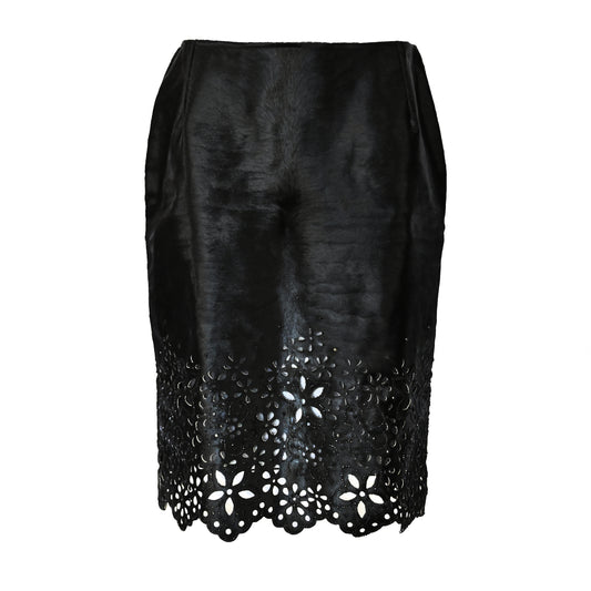Oscar de la Renta FW 2000 Embellished Calf Hair Skirt