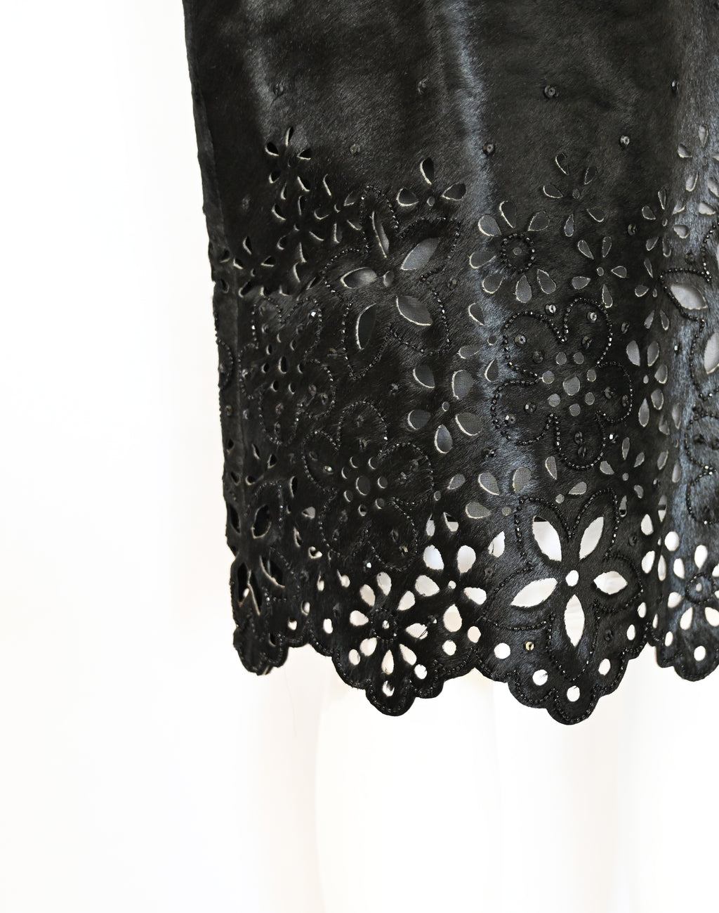Oscar de la Renta FW 2000 Embellished Calf Hair Skirt
