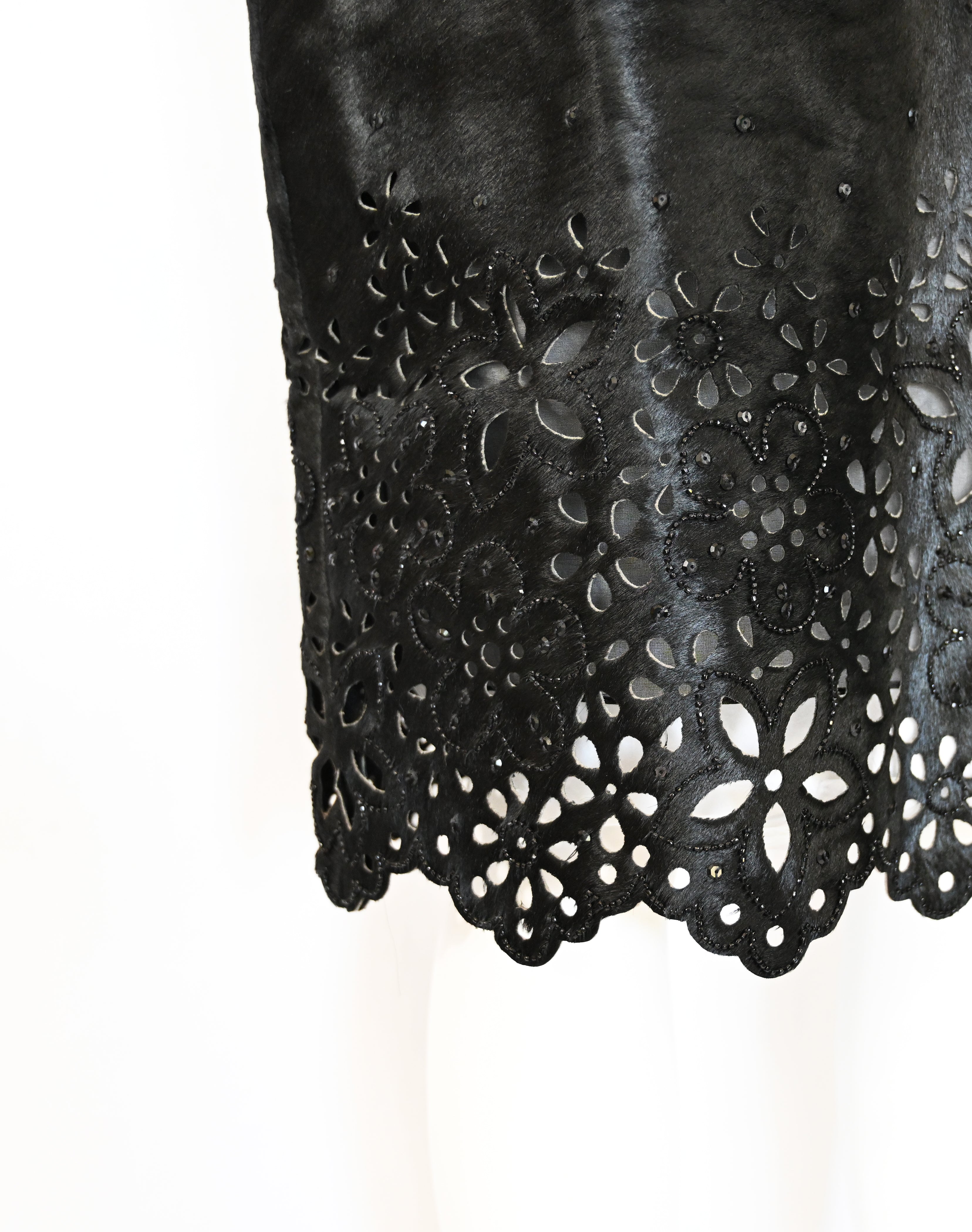 Oscar de la Renta FW 2000 Embellished Calf Hair Skirt