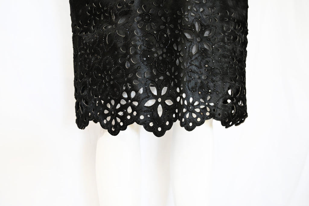 Oscar de la Renta FW 2000 Embellished Calf Hair Skirt
