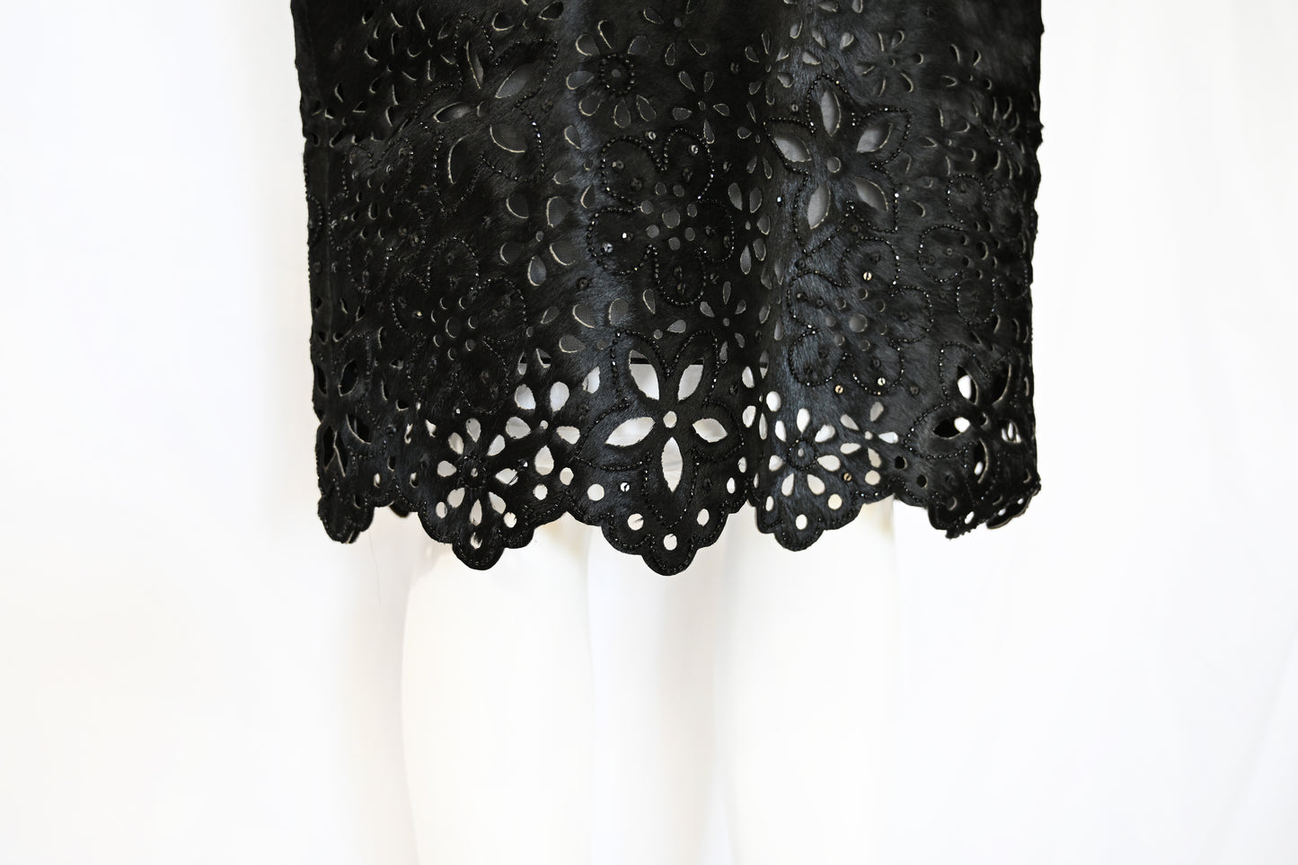 Oscar de la Renta FW 2000 Embellished Calf Hair Skirt