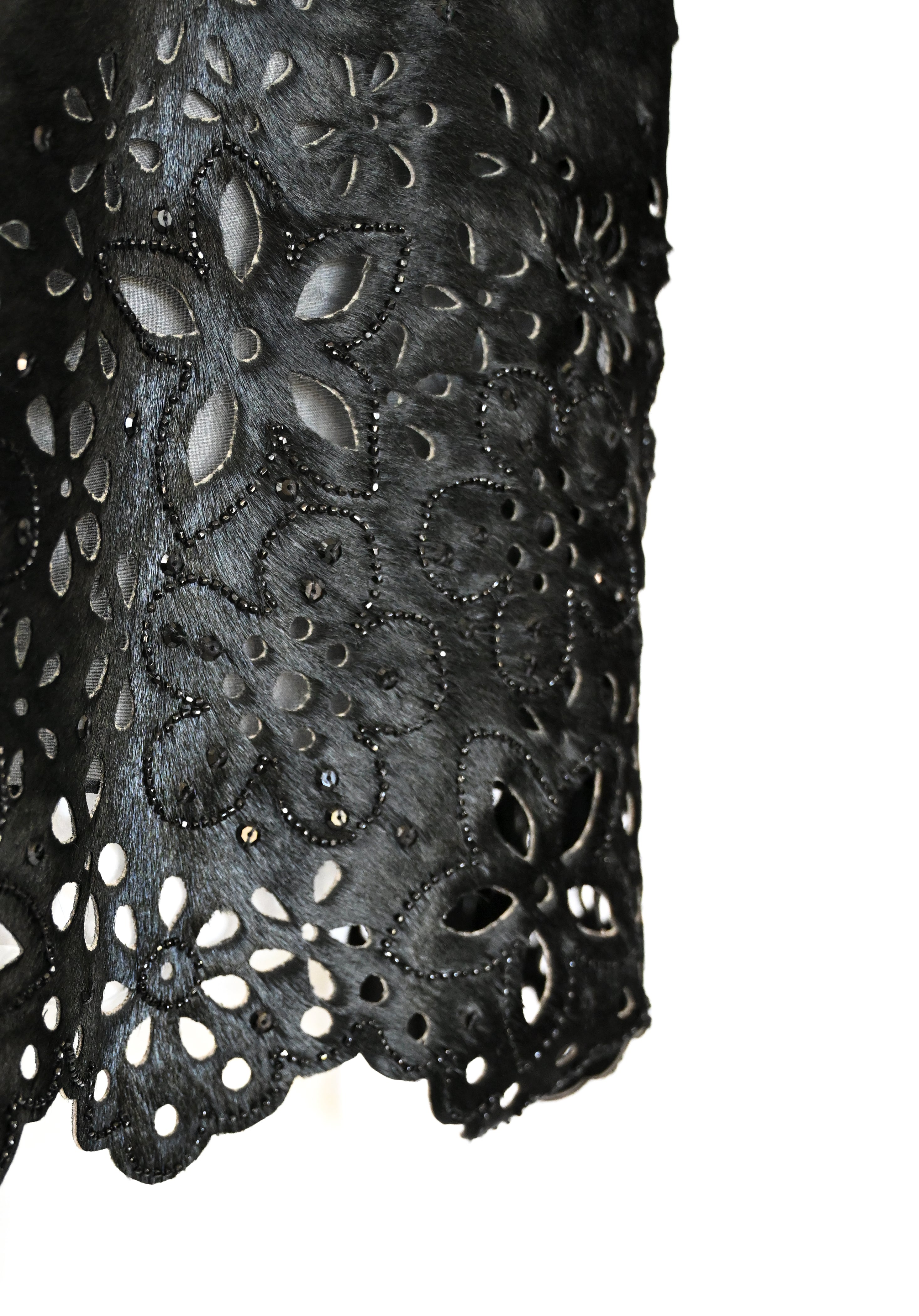 Oscar de la Renta FW 2000 Embellished Calf Hair Skirt