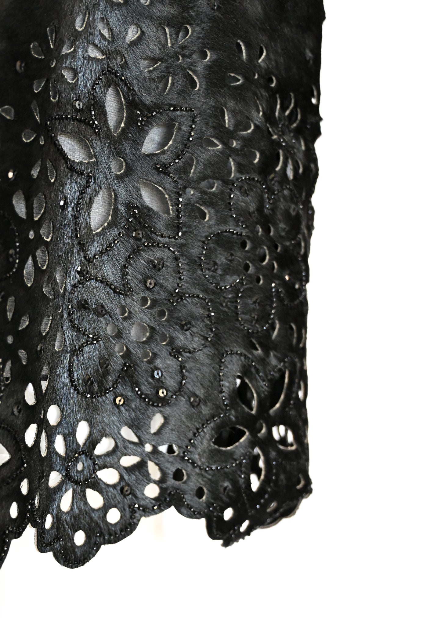 Oscar de la Renta FW 2000 Embellished Calf Hair Skirt