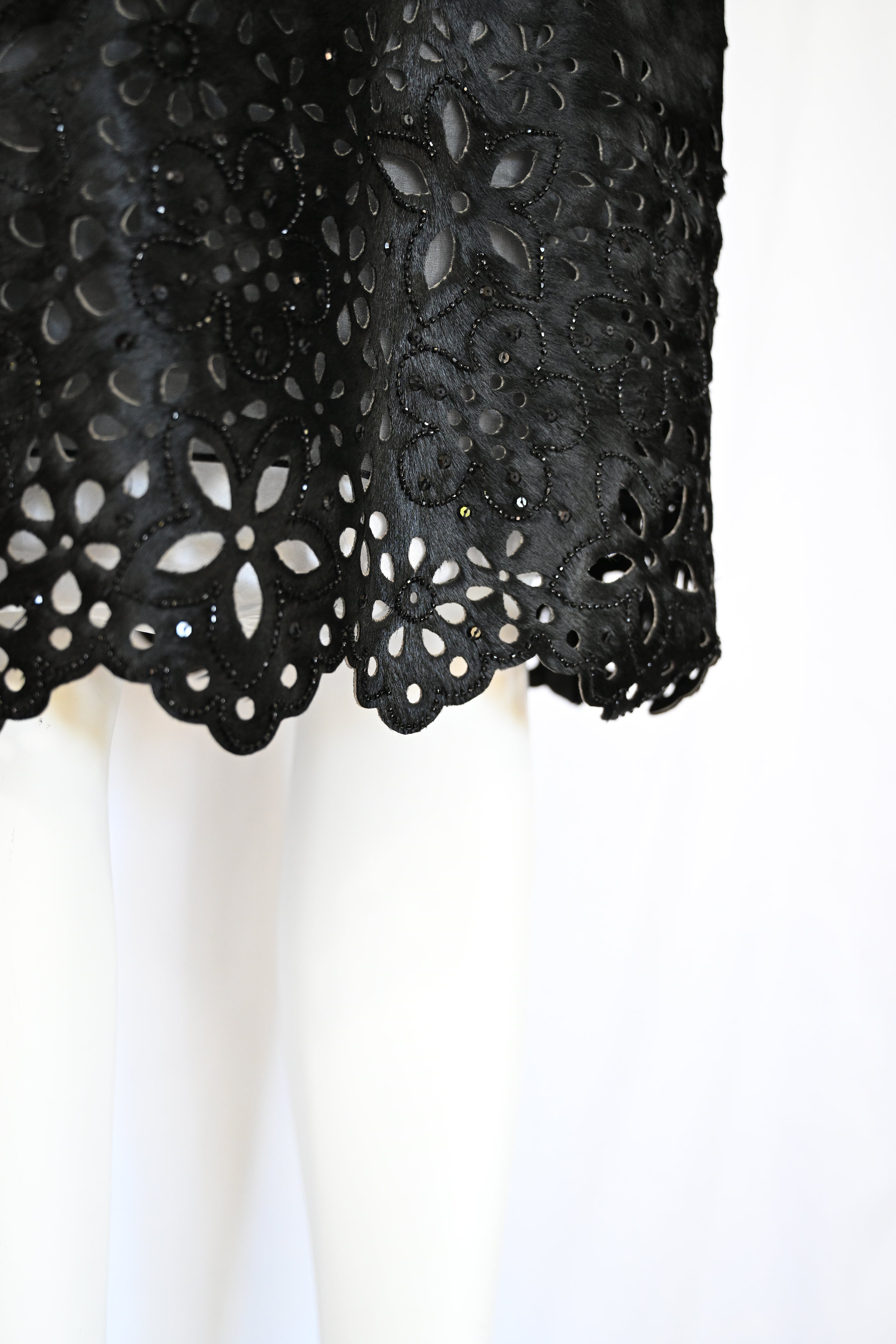 Oscar de la Renta FW 2000 Embellished Calf Hair Skirt