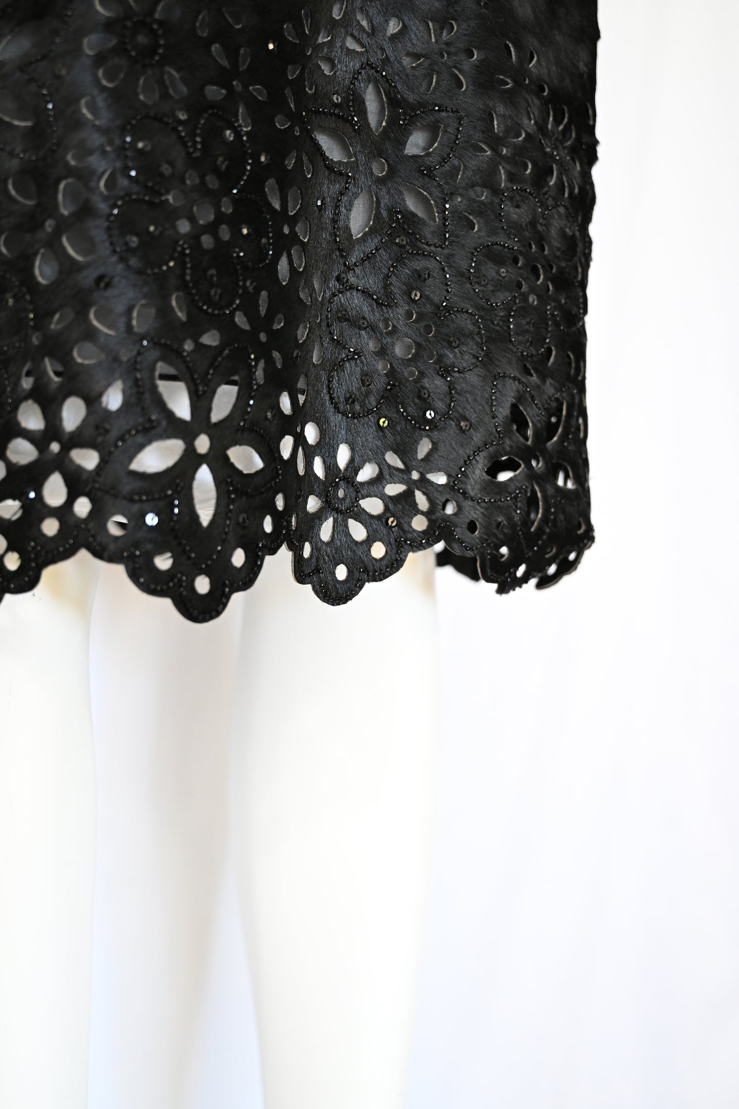 Oscar de la Renta FW 2000 Embellished Calf Hair Skirt